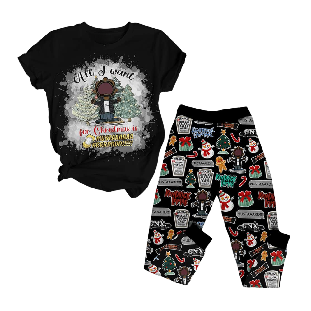 Holiday Mustard Illustration Christmas Pajama Set