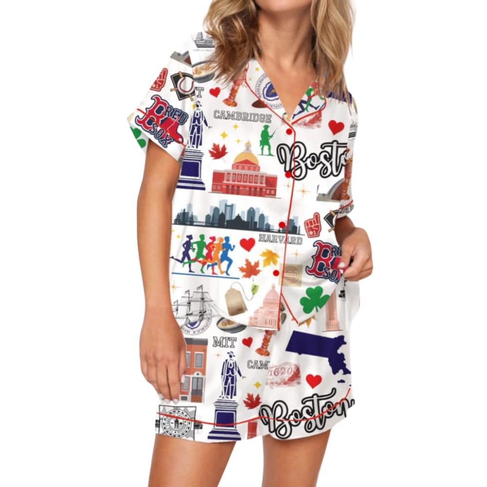 Boston City Inspired Print Sleepwear Pajama Set