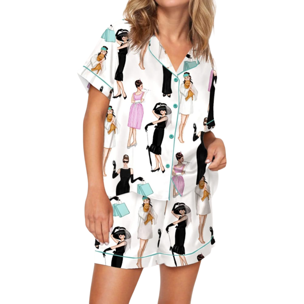 Breakfast At Tiffanys Film Inspired Satin Pajama Set