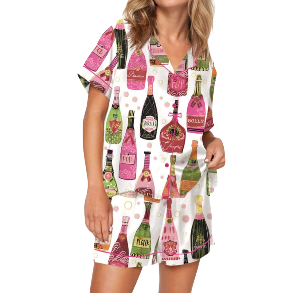 Classic Bottle Design Pajama Lounge Set