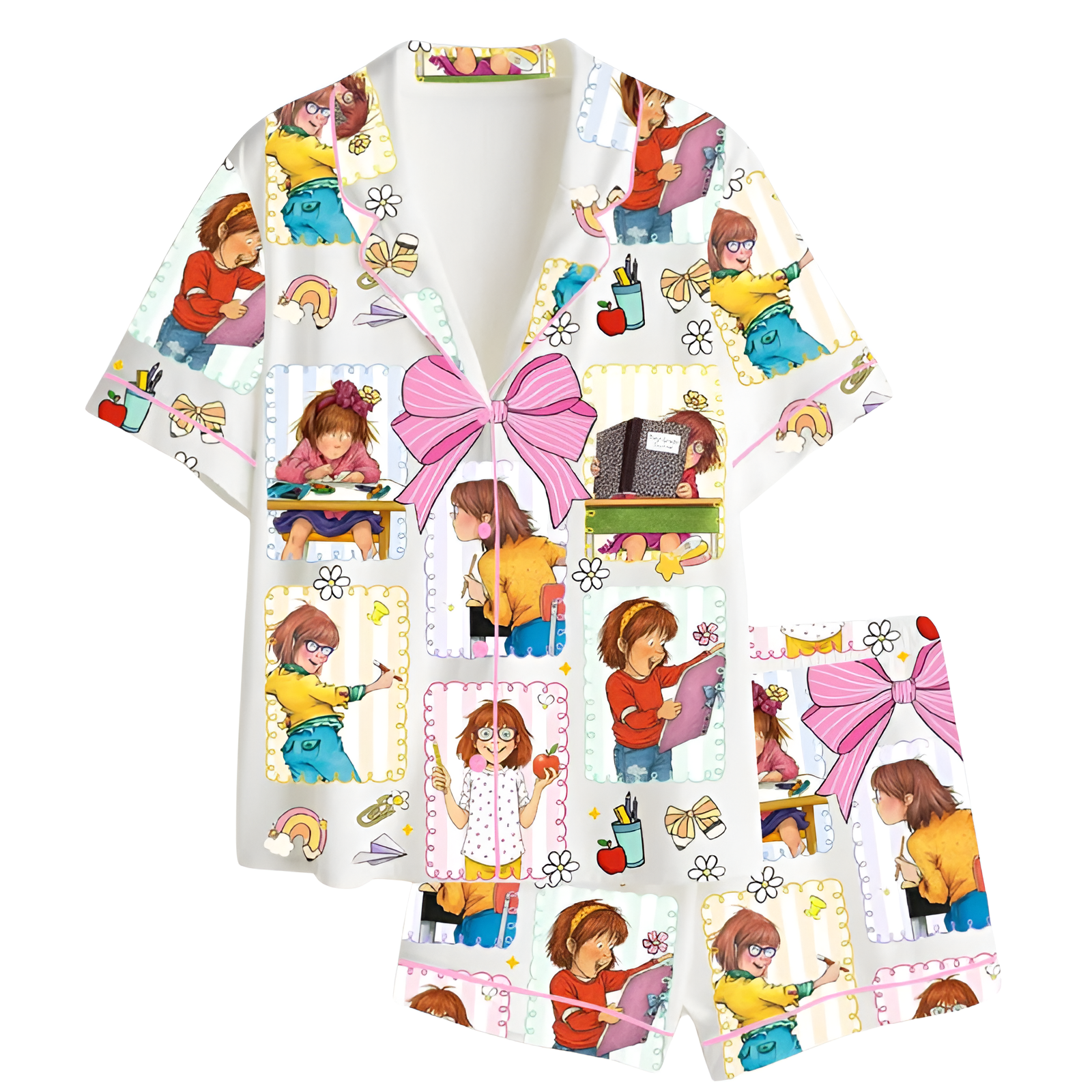 Back To School Teacher Junie B Jones Coquette Bow Pajama Set