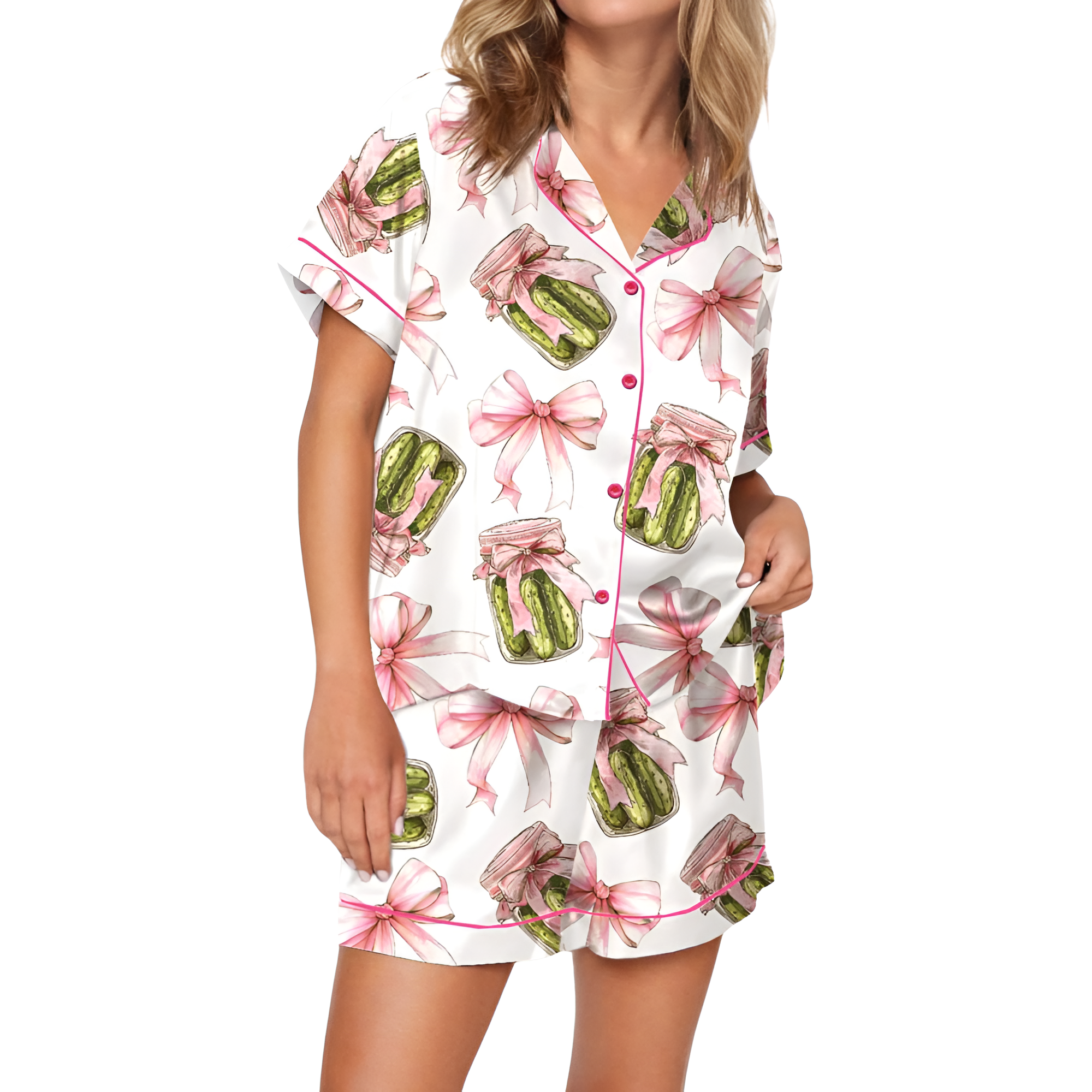 Coquette Pickle Satin Pajama Set