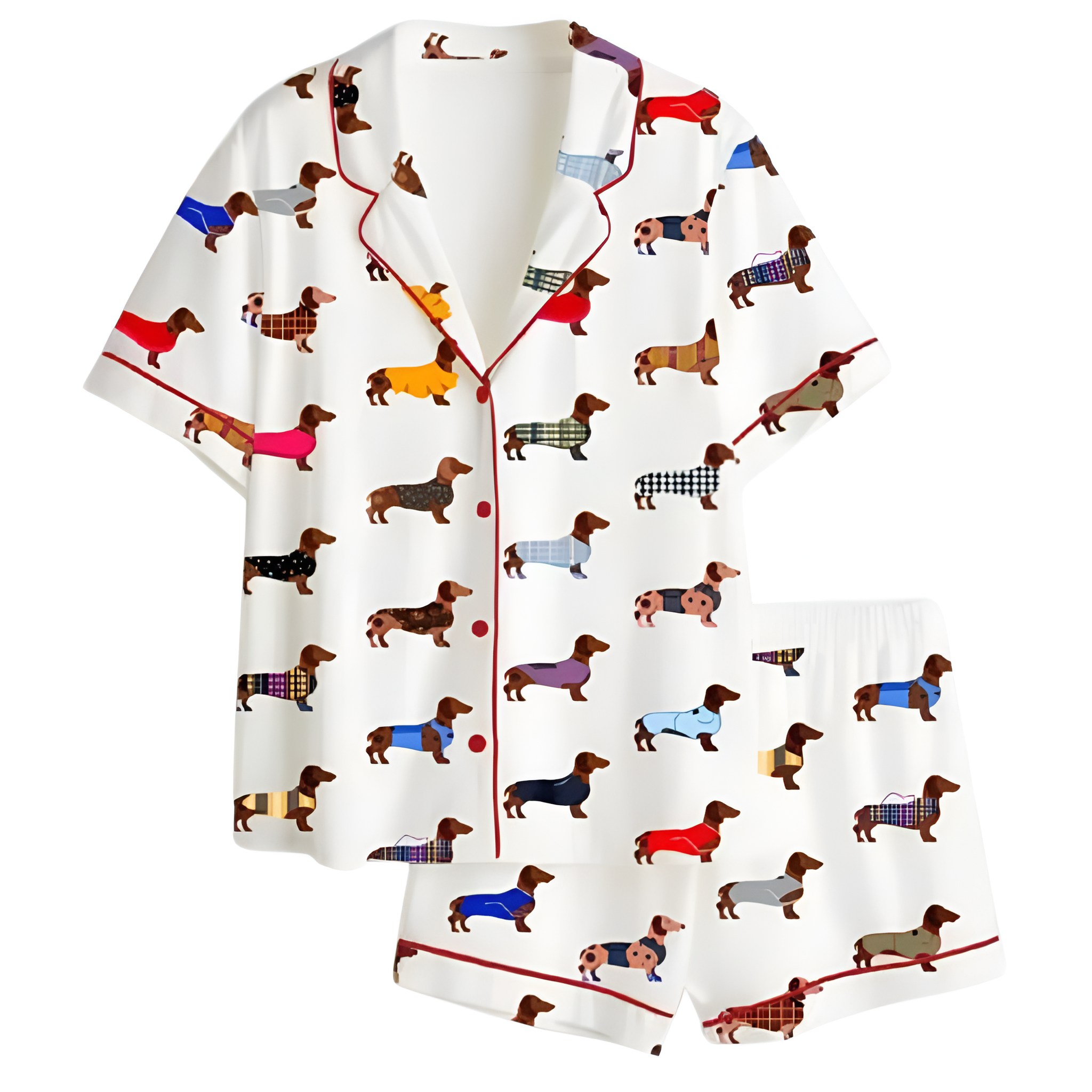Dachshund Print Short Sleeve Pajama Set