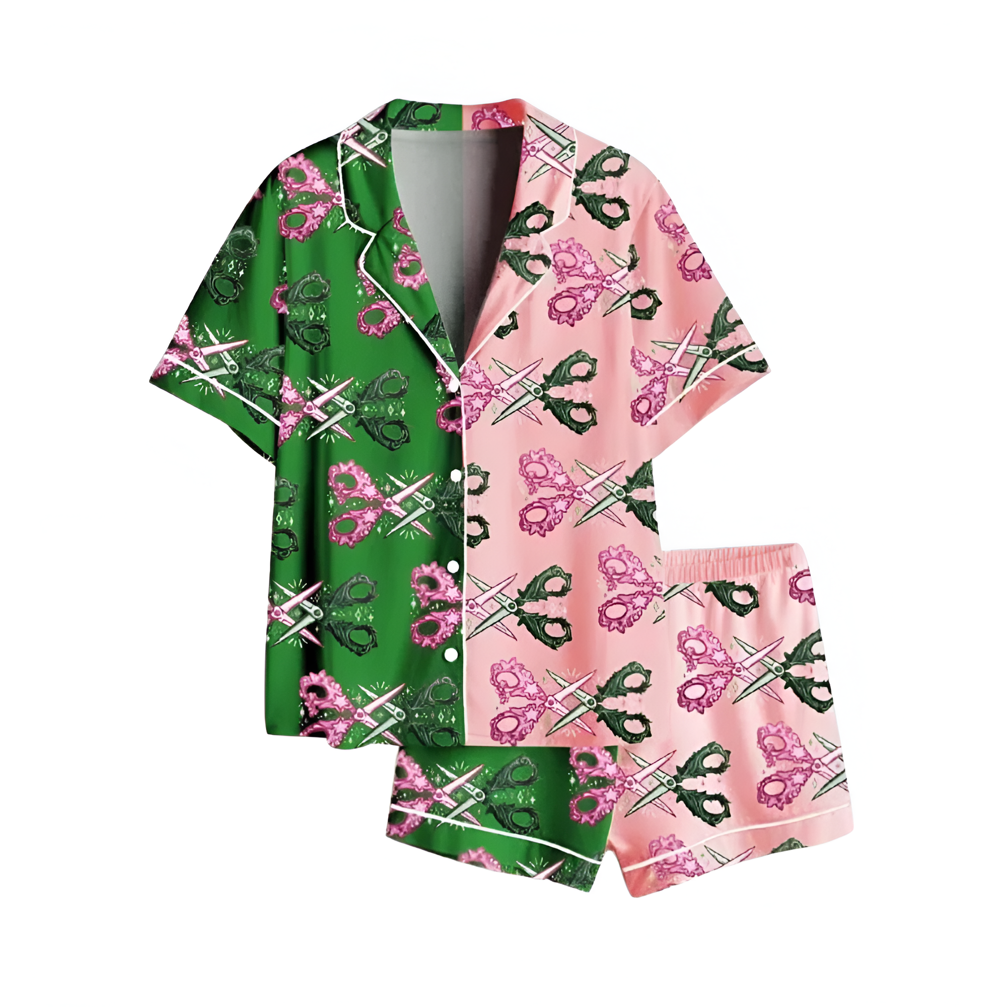 Wicked Scissors Satin Pajama Short Set