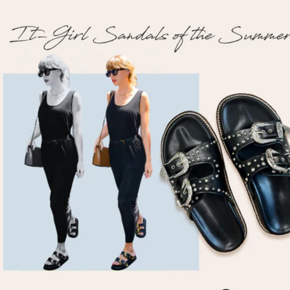 Silver Studded Buckled Sandals