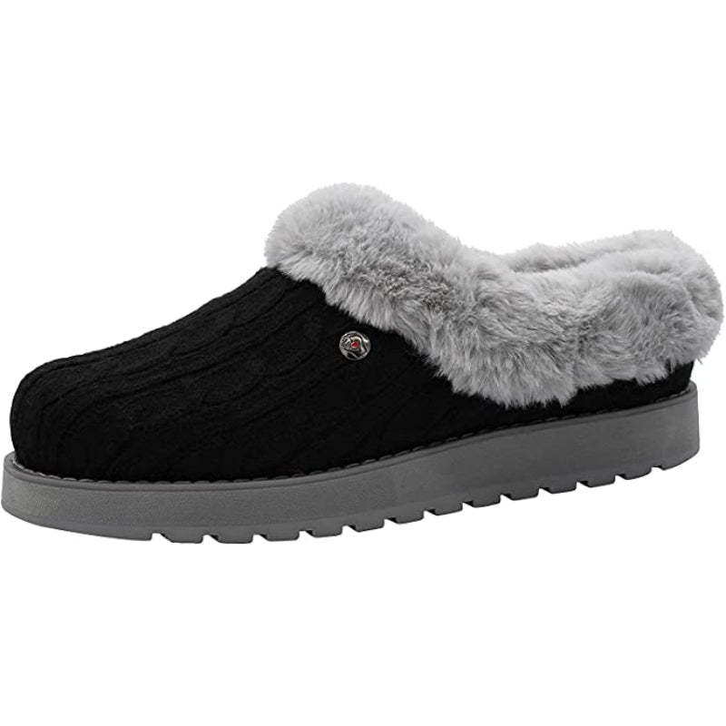 Cable Knit Memory Form Slipper With Rubber Sole