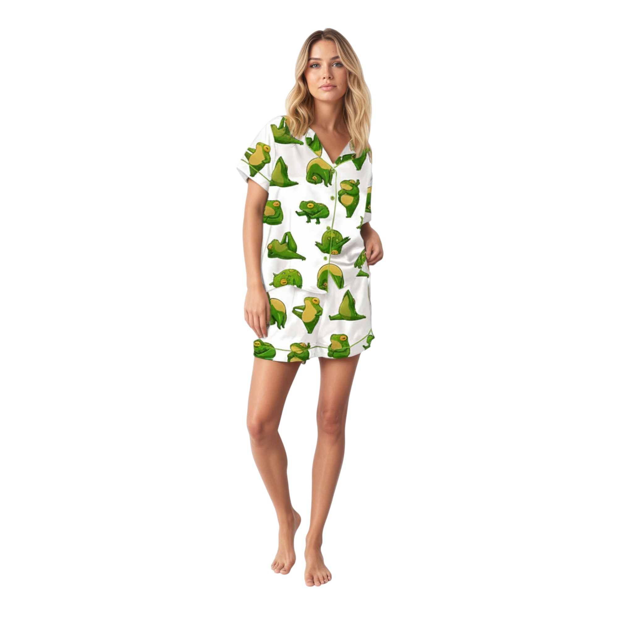 Yoga Frog Print Pajama Set