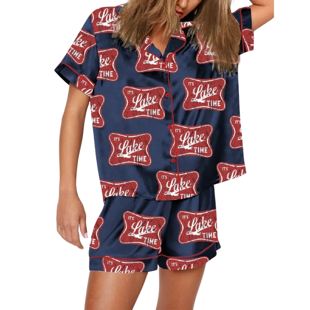 Its Lake Time Printed Satin Pajama Set