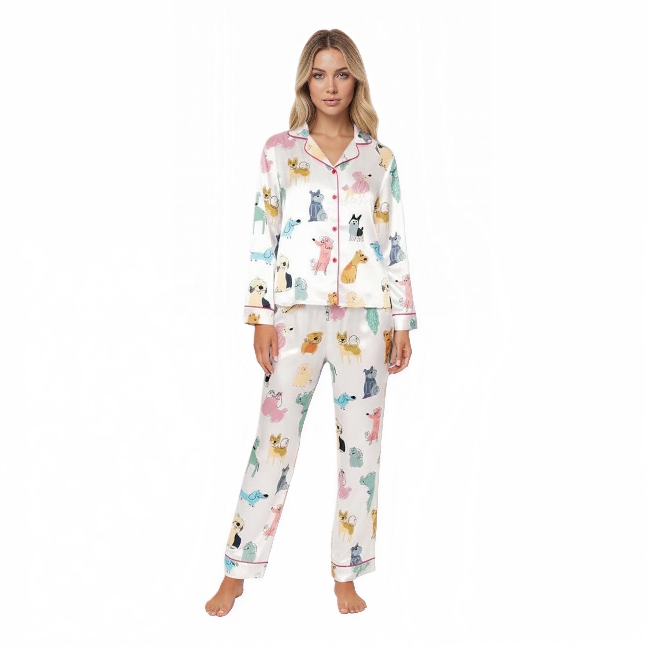 Doodle Design Dogs Printed Pajama Set
