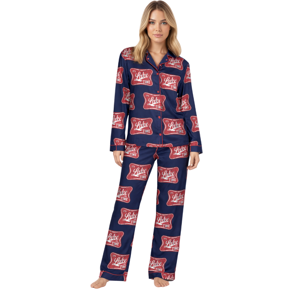 Its Lake Time Printed Satin Pajama Set