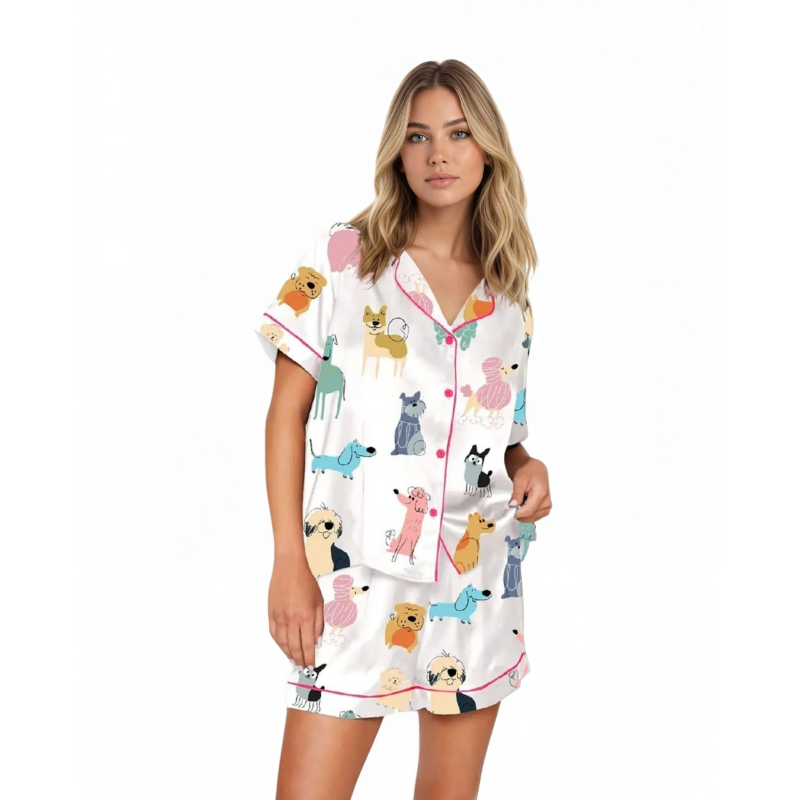 Doodle Design Dogs Printed Pajama Set