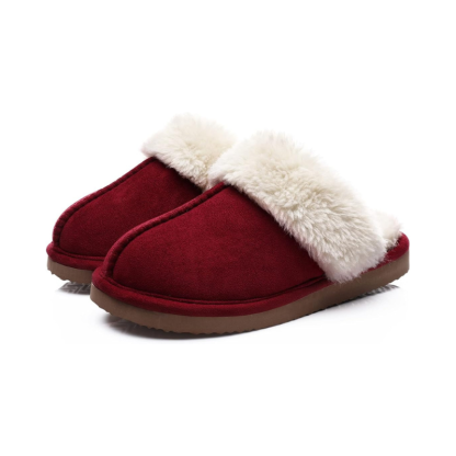 Faux Fur Lining Fuzzy Pull On Slippers With Memory Foam