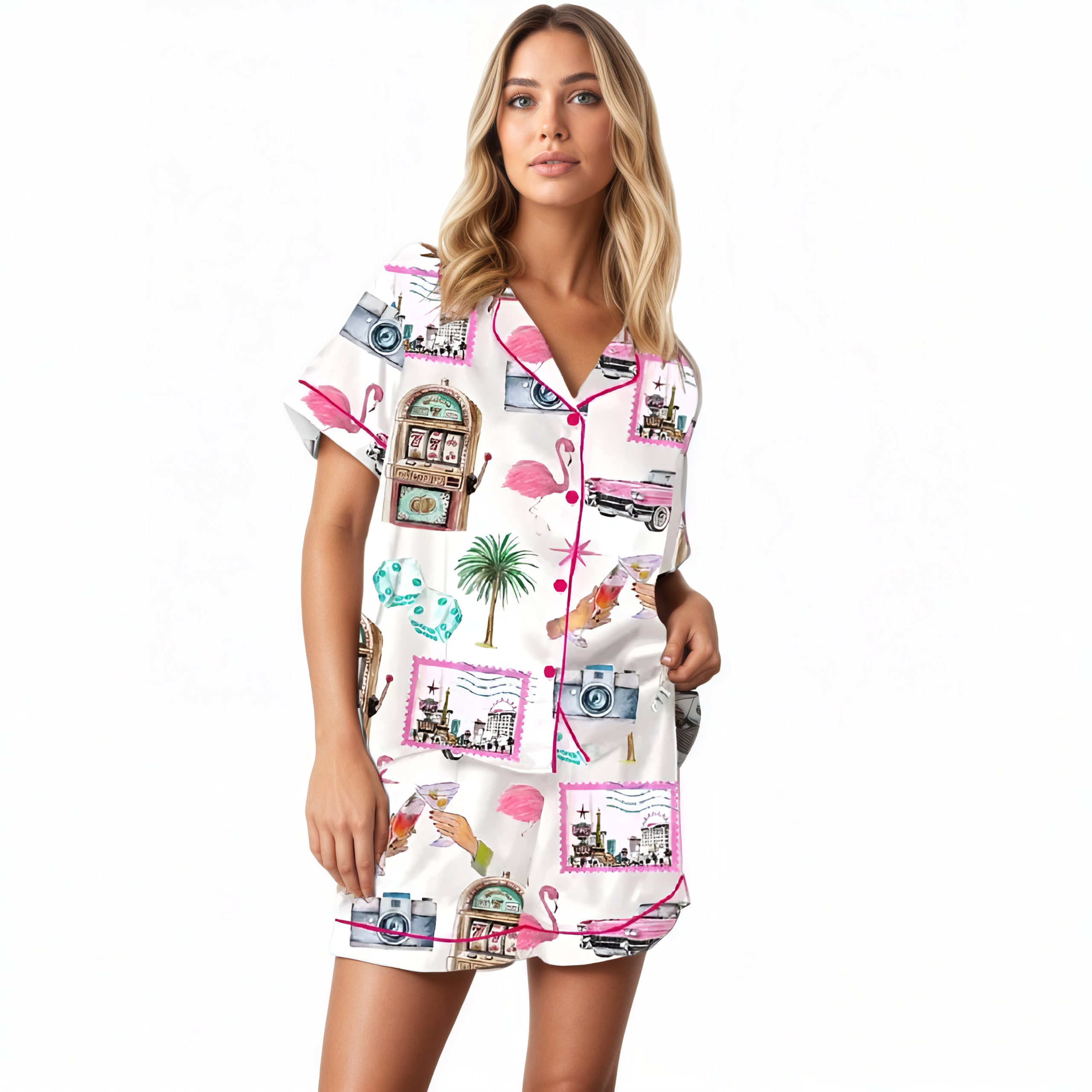 Las Vegas Bachelorette Girls Party Themed Printed Pajama Set