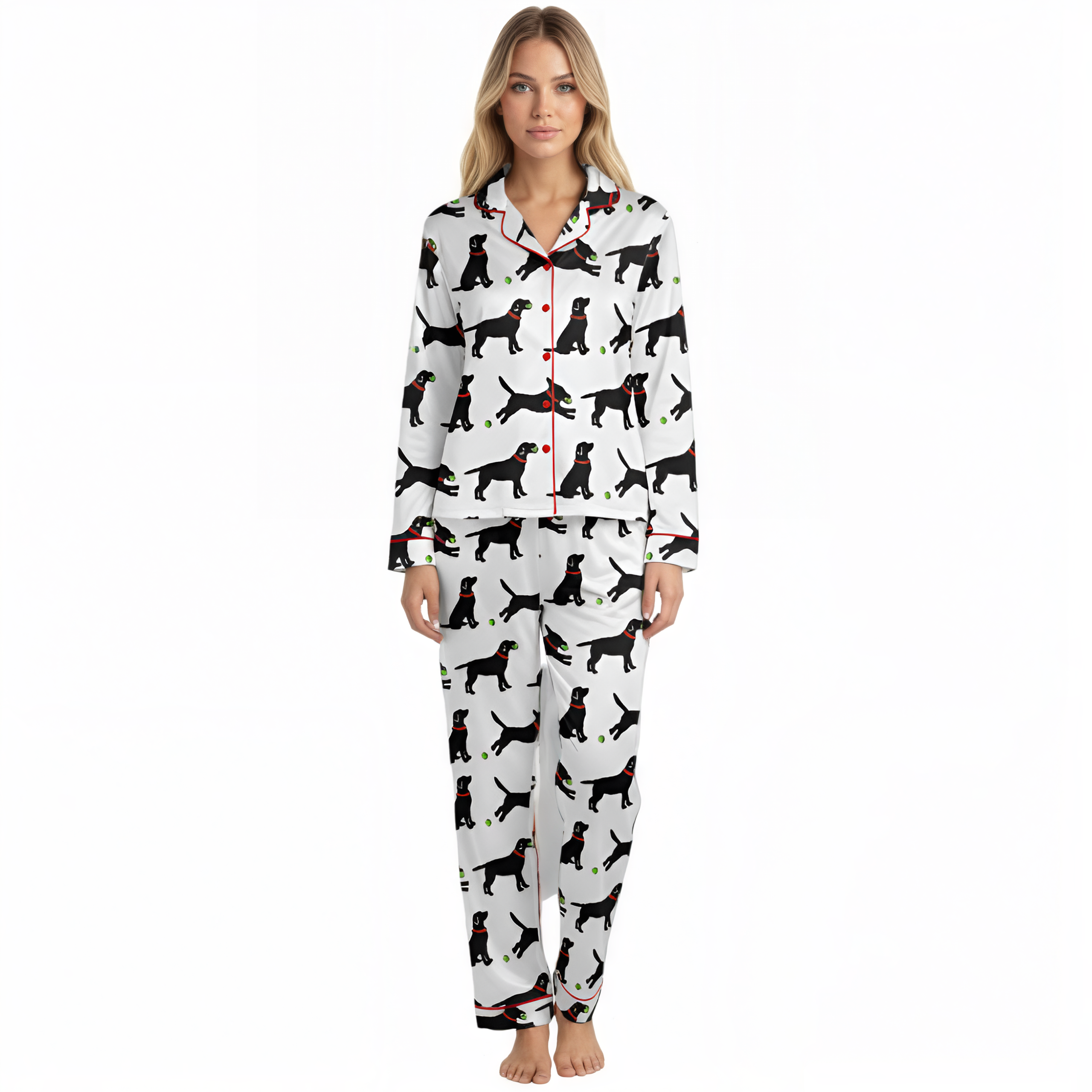 Lab With Ball Printed Pajama Set