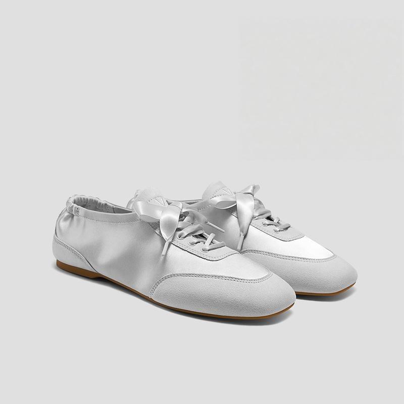 Casual Lace Streetwear Walking Ballet Sneakers For Women