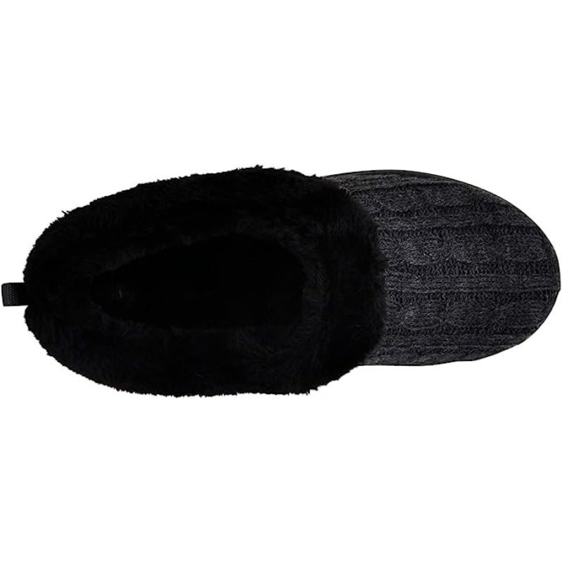 Cable Knit Memory Form Slipper With Rubber Sole
