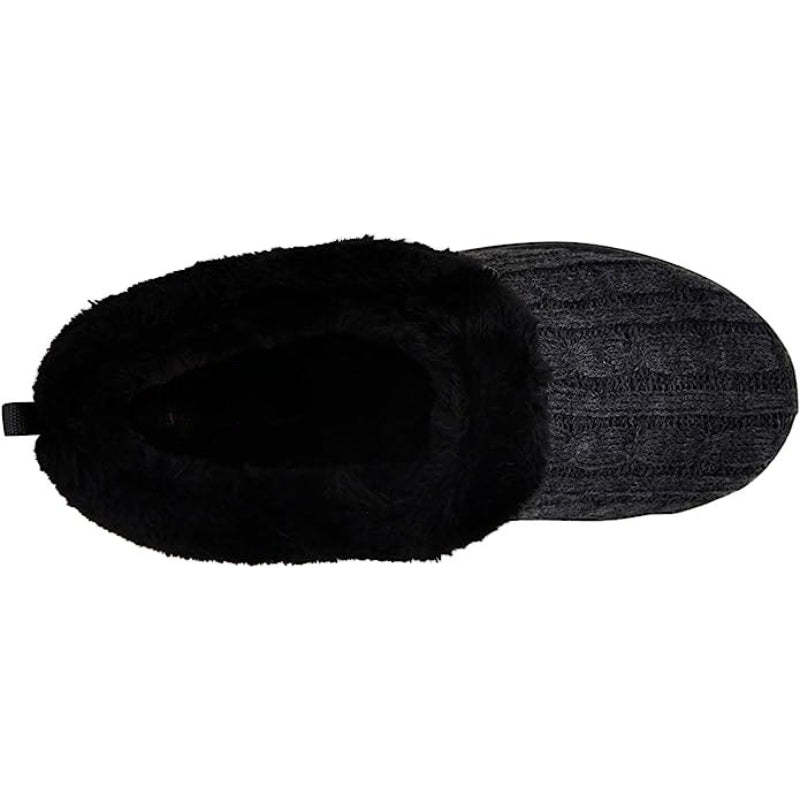 Cable Knit Memory Form Slipper With Rubber Sole