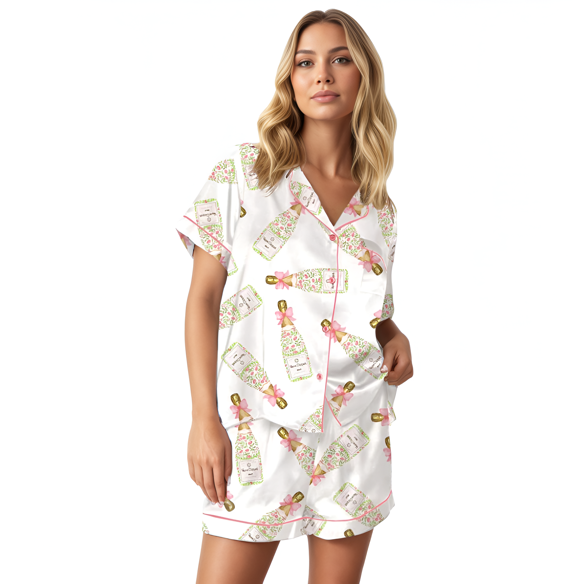 Girly Bottled Bow Themed Pajama Set