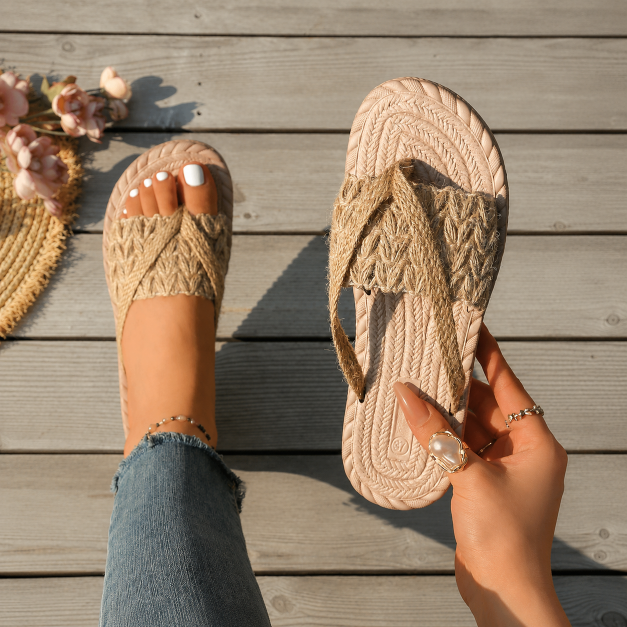 Plus Size Flip Flops Lightweight Holiday Slippers For Women