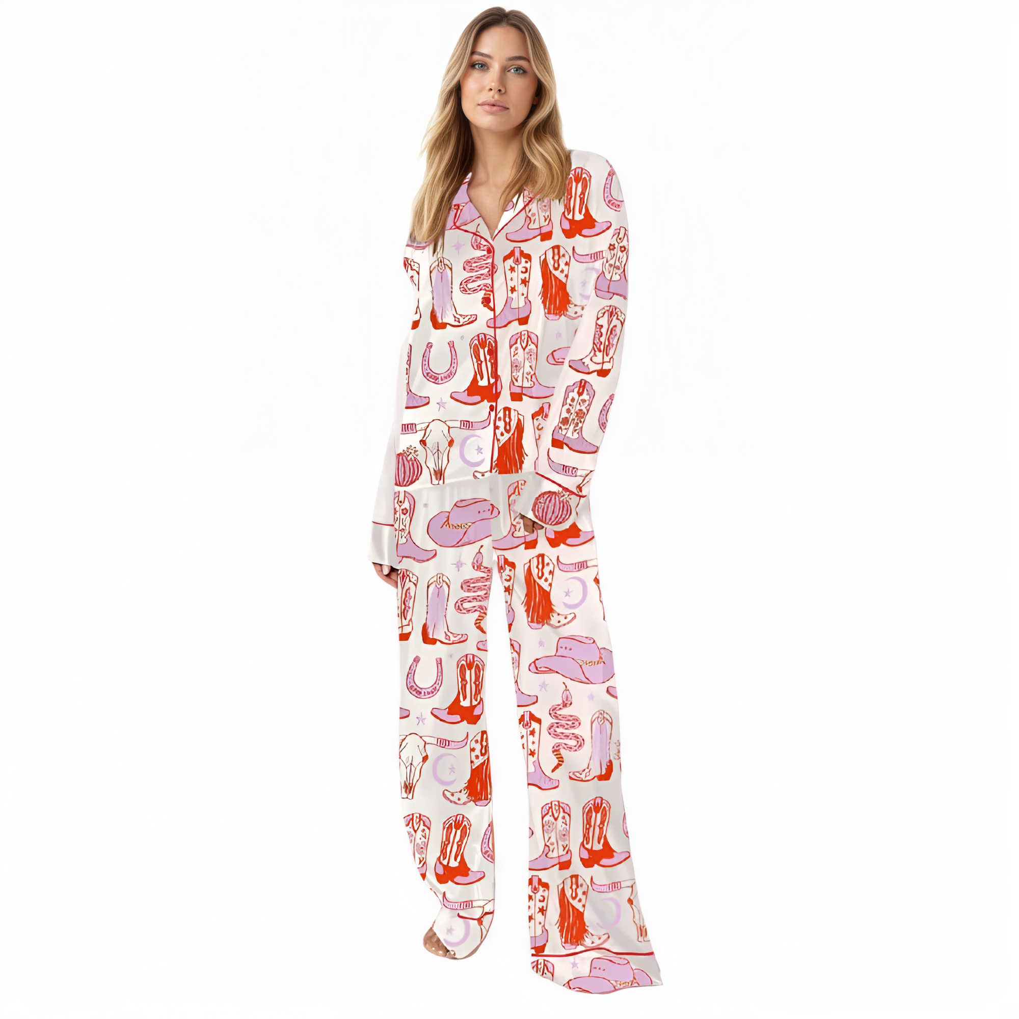 Howdy Cowgirl Print Pajama Set