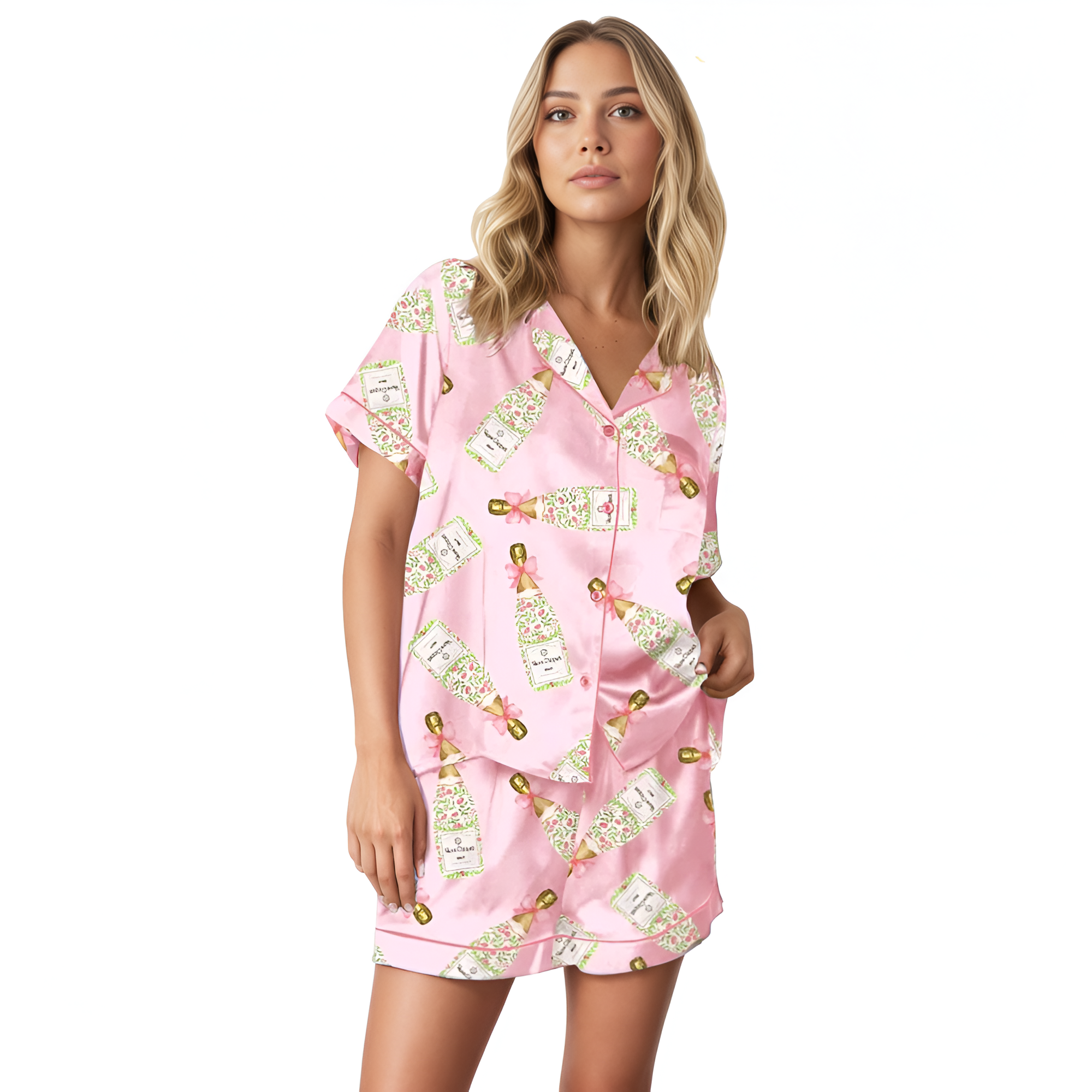 Girly Bottled Bow Themed Pajama Set