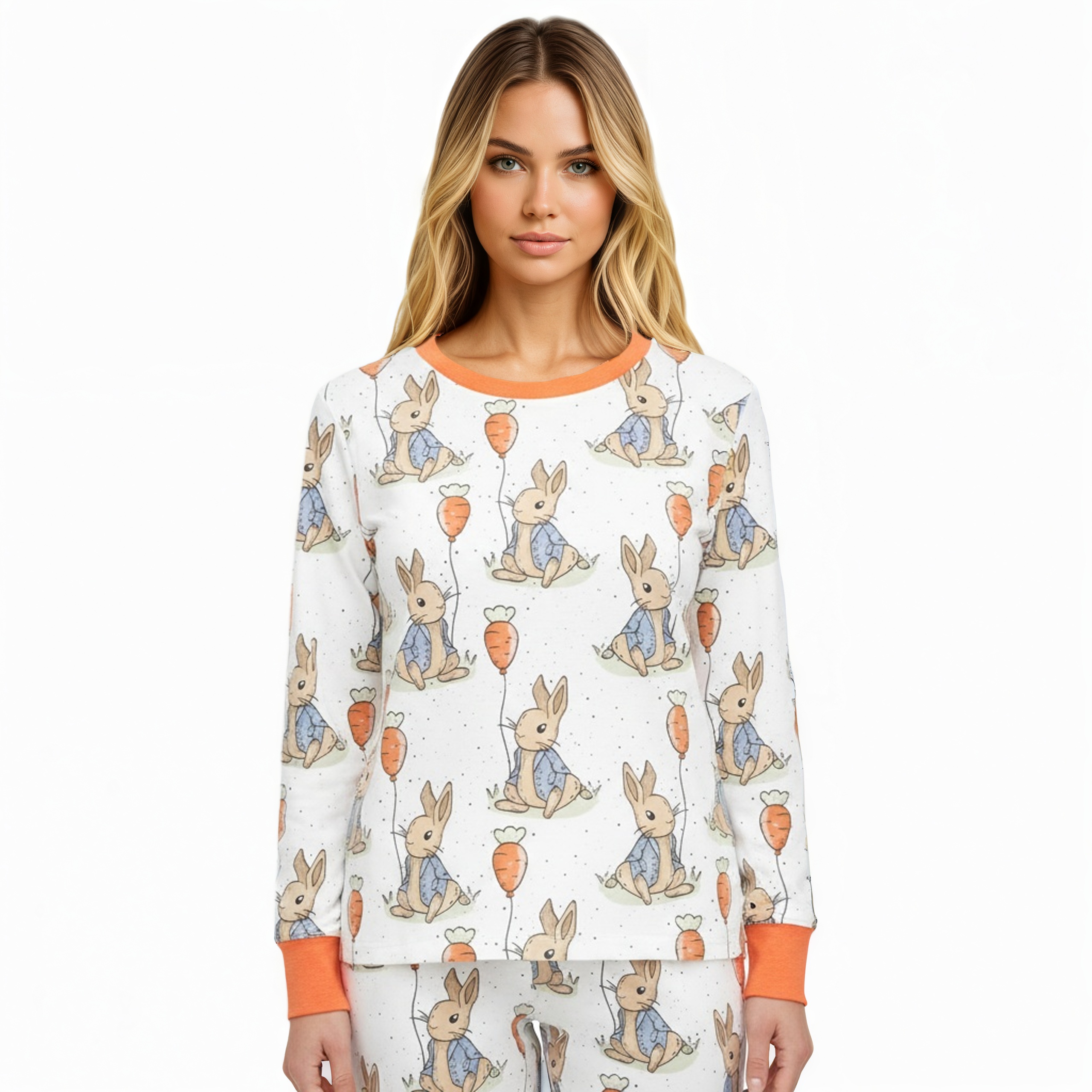 Easter Rabbit With Carrot Design Pajama Set 
