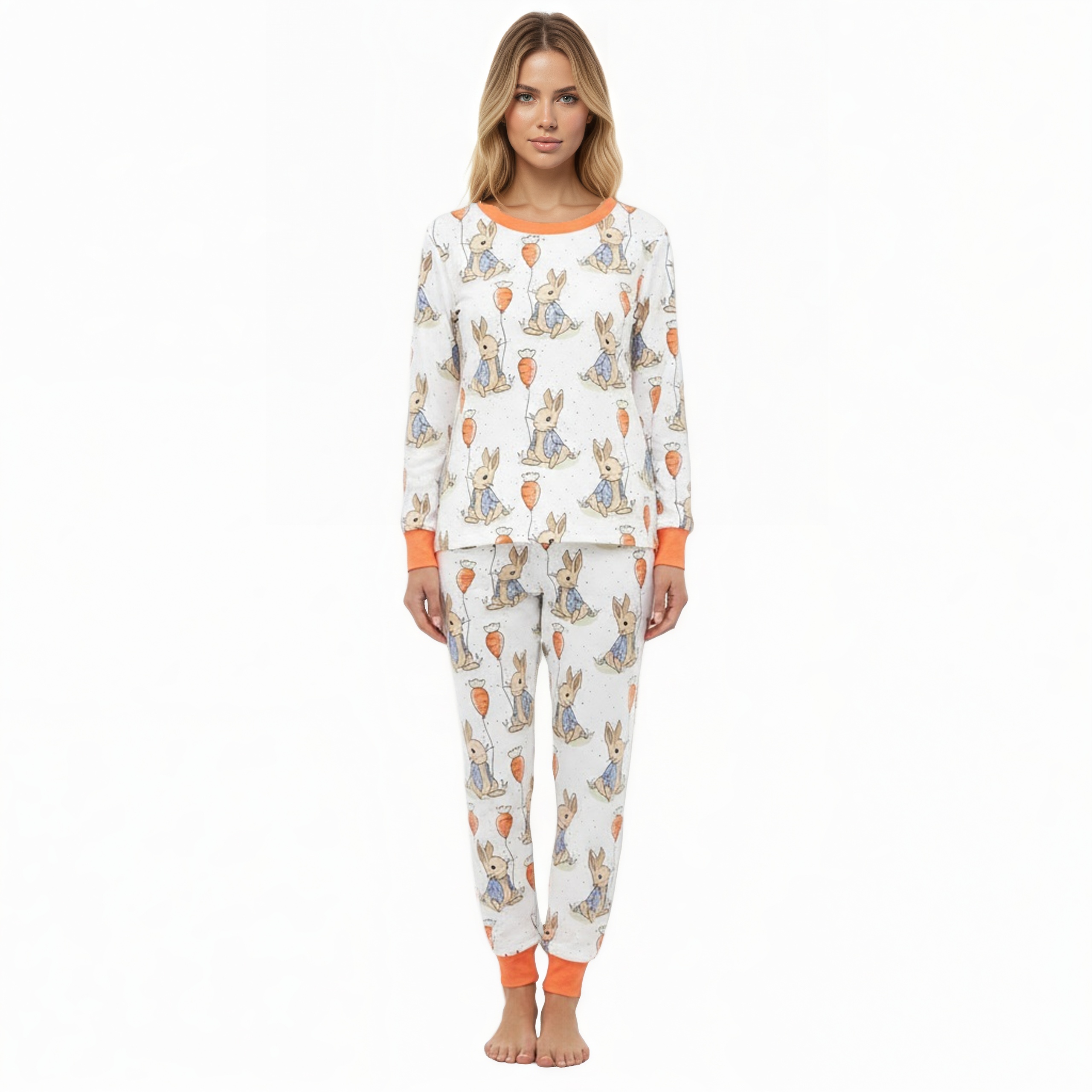 Easter Rabbit With Carrot Design Pajama Set 