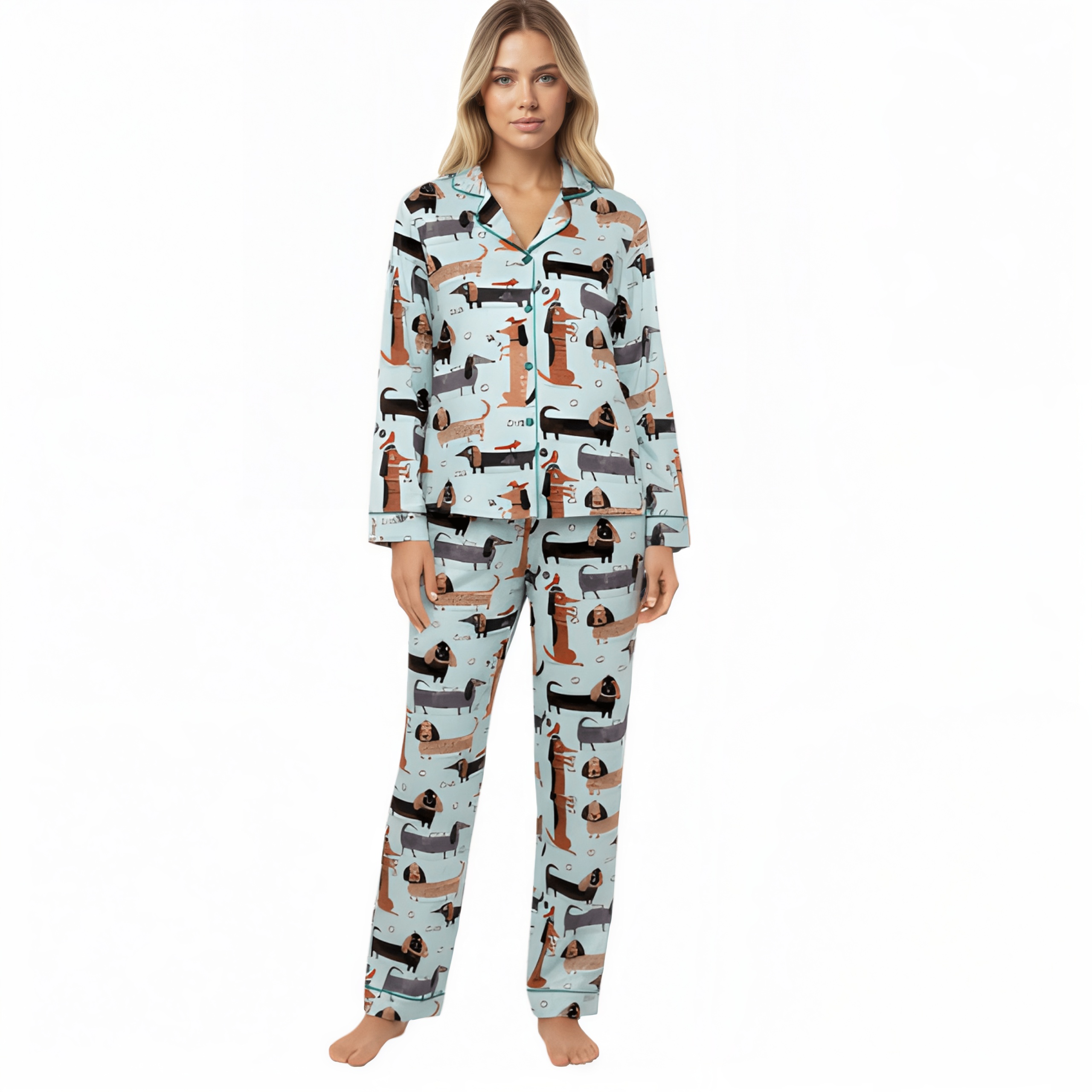 Funny Dachshund Printed Pajama Set