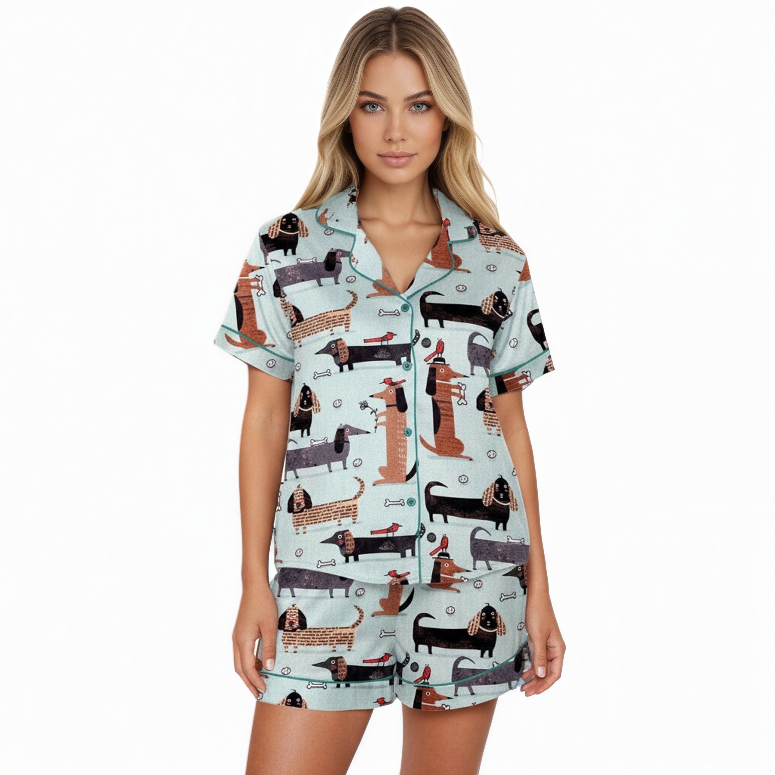 Funny Dachshund Printed Pajama Set