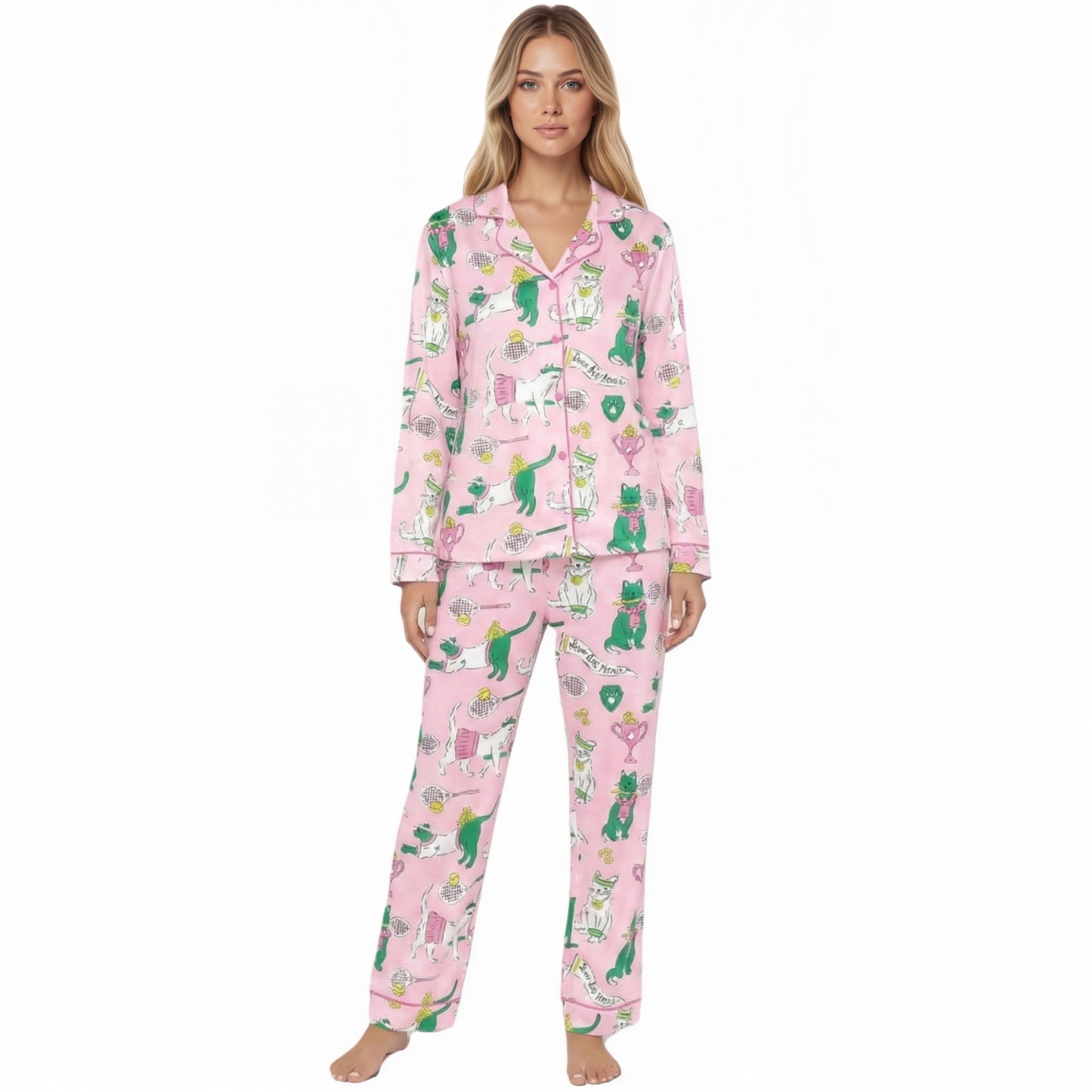 Funny Tennis And Cat Inspired Pajama Set