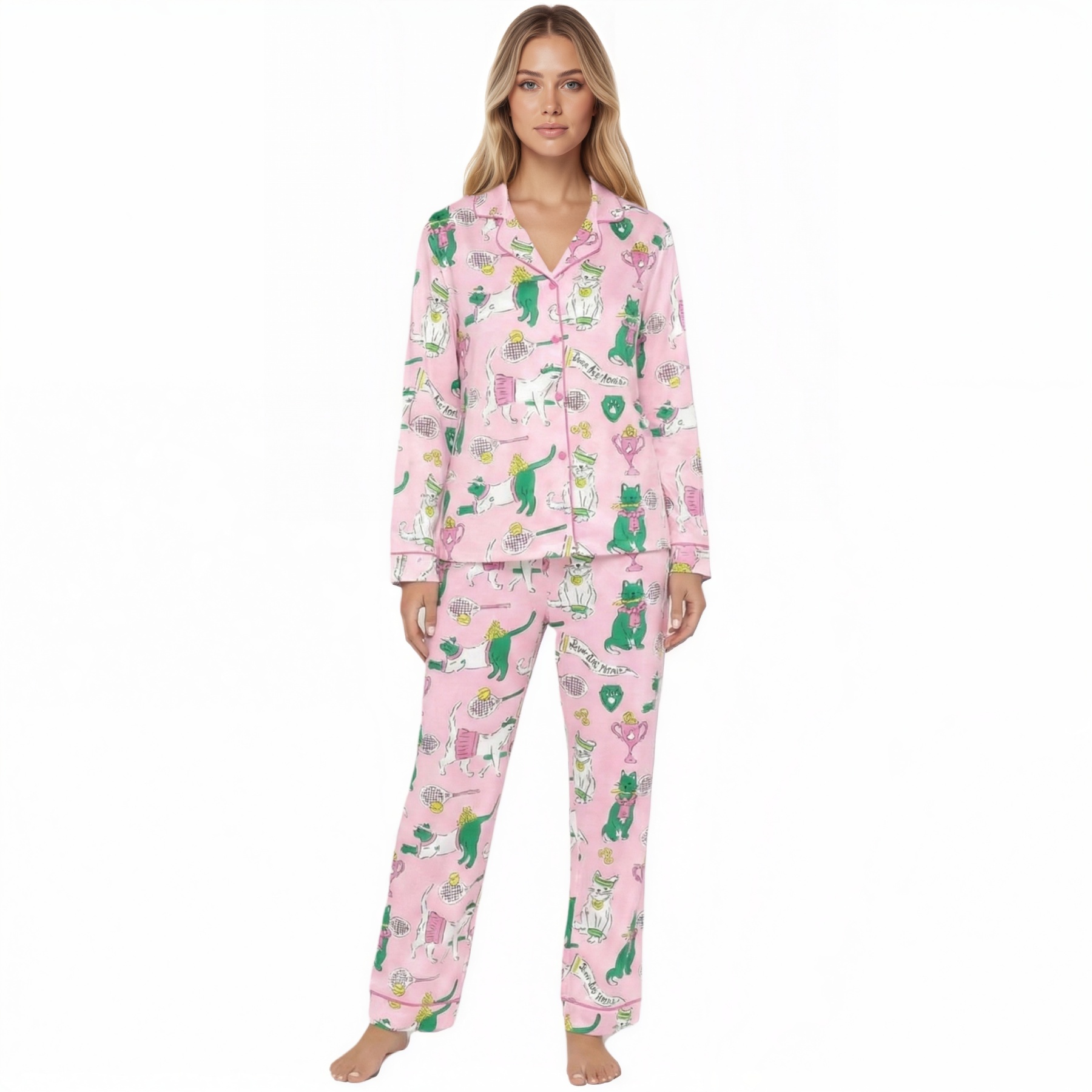 Funny Tennis And Cat Inspired Pajama Set