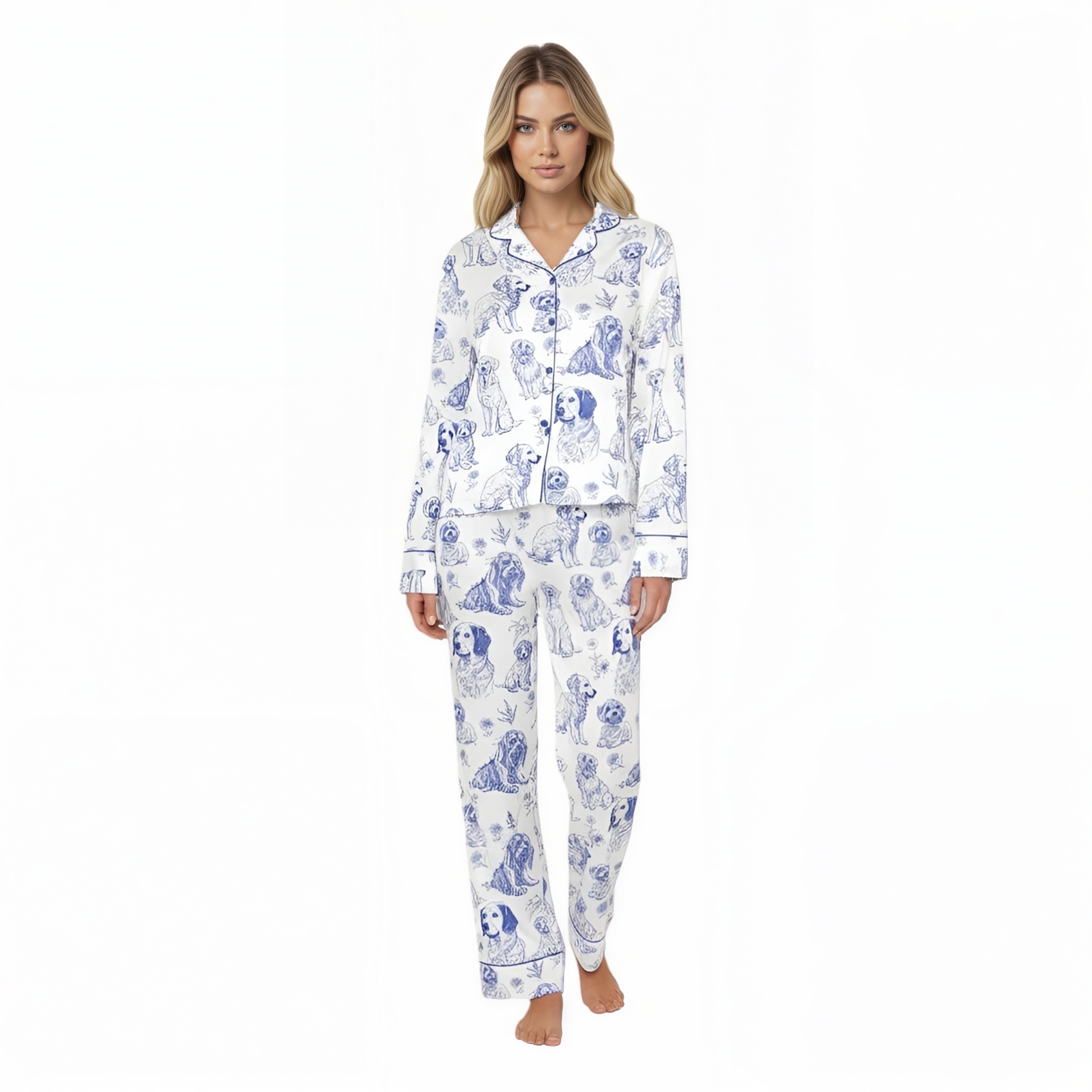 Vintage Dog Art Design Pajama Set