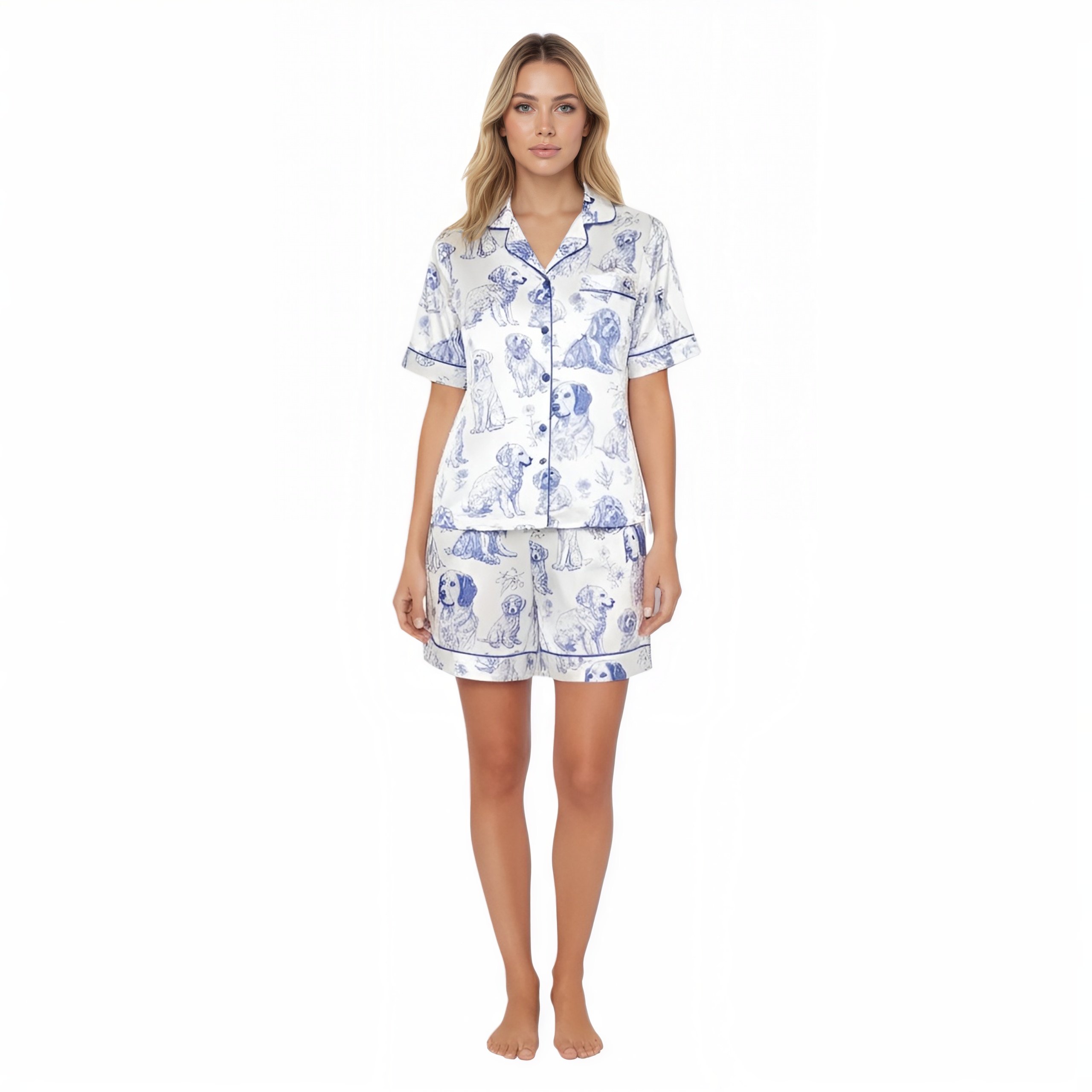 Vintage Dog Art Design Pajama Set