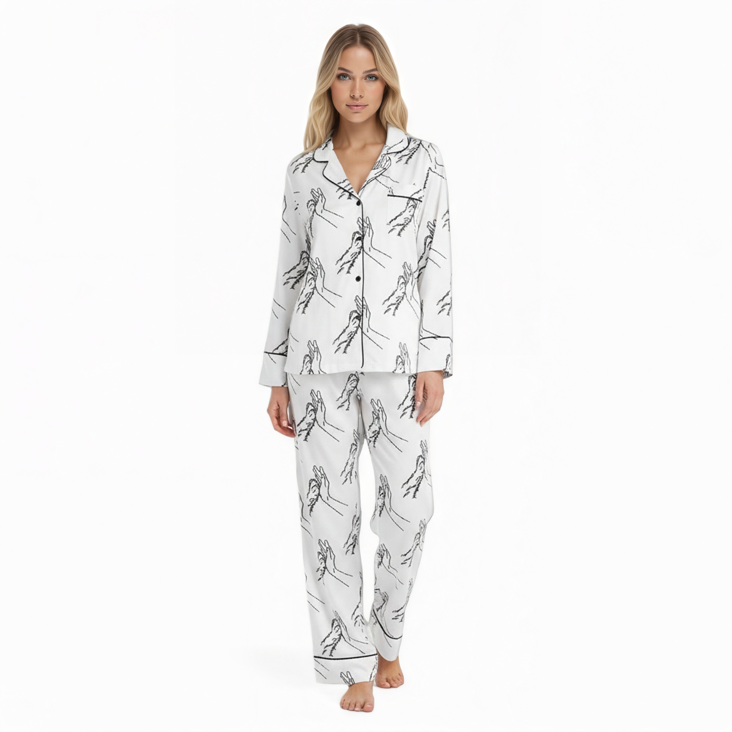 Artistic Design Printed Sleepwear Pajamas Set