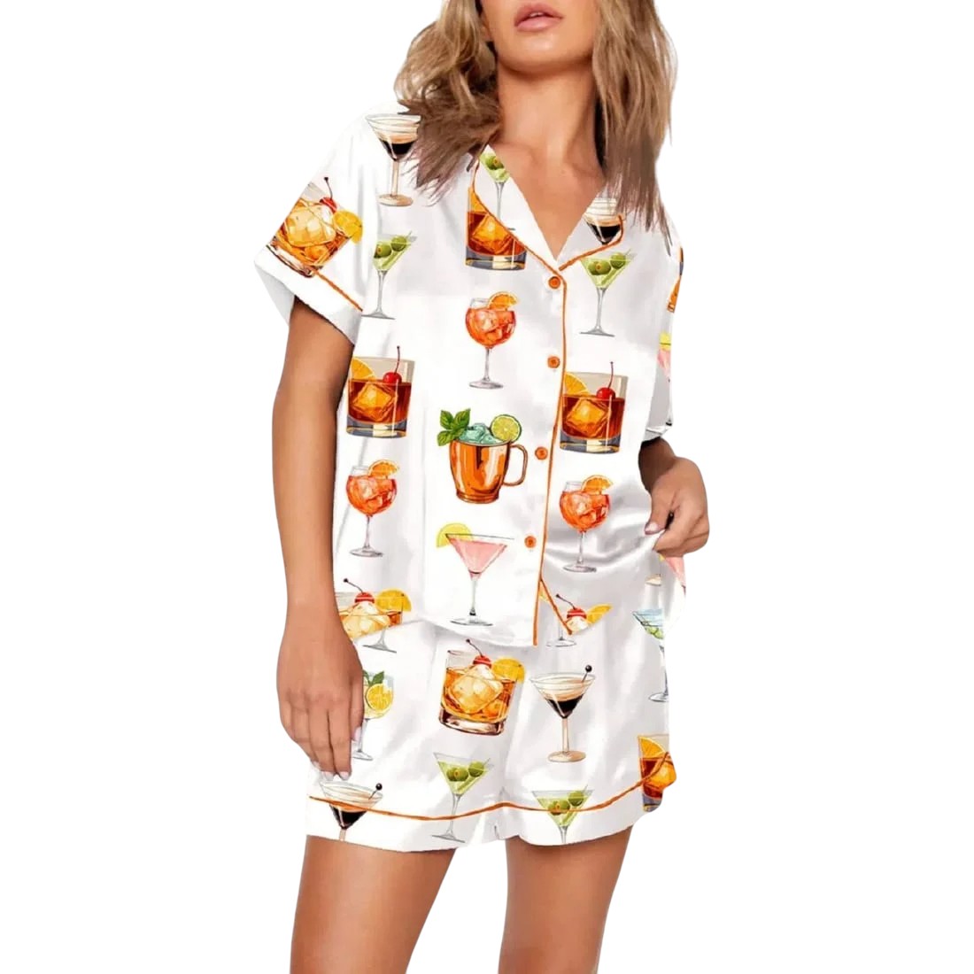 Mixed Cocktail Illustration Theme Pajama Set