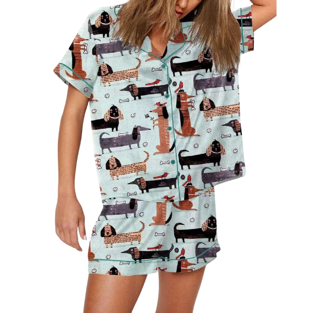 Funny Dachshund Printed Pajama Set