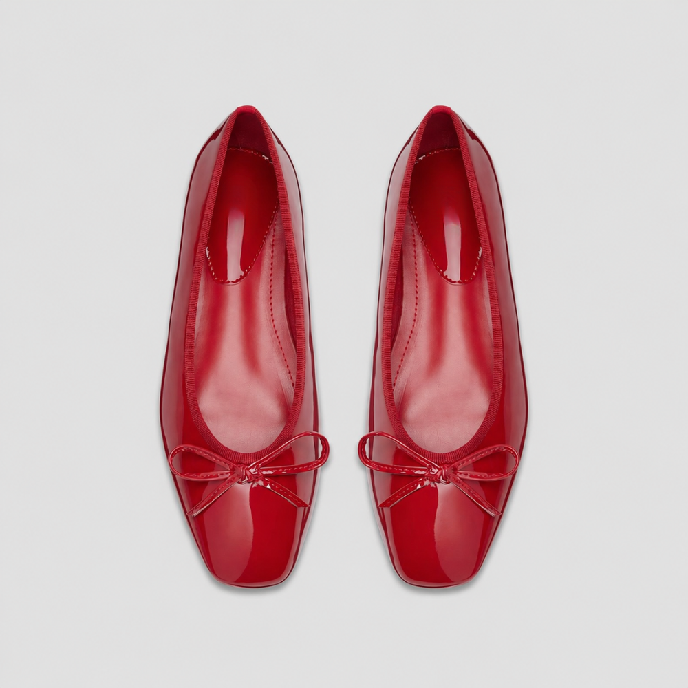 Bow Detail Mary Jane Ballet Flats with Square Front for Casual and Work Wear for Women