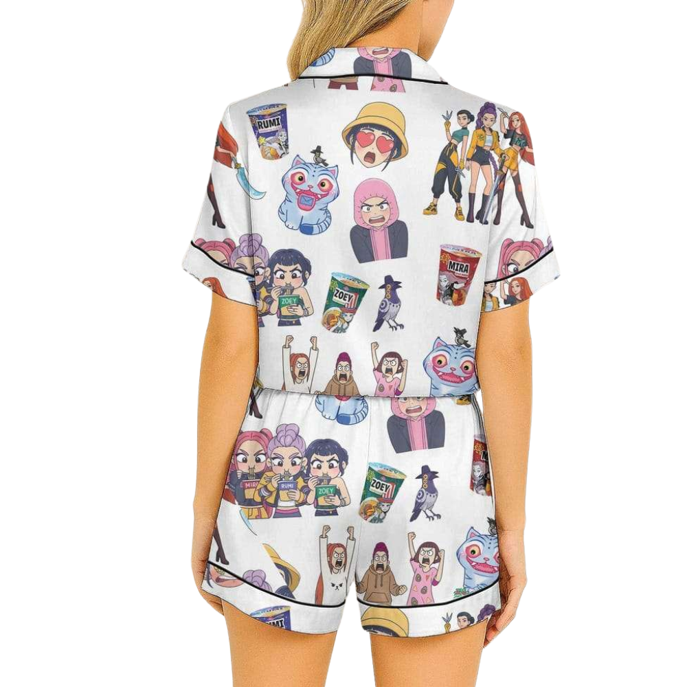 [Copy]Howdy Cupid Valentine Print Satin Pajama Set