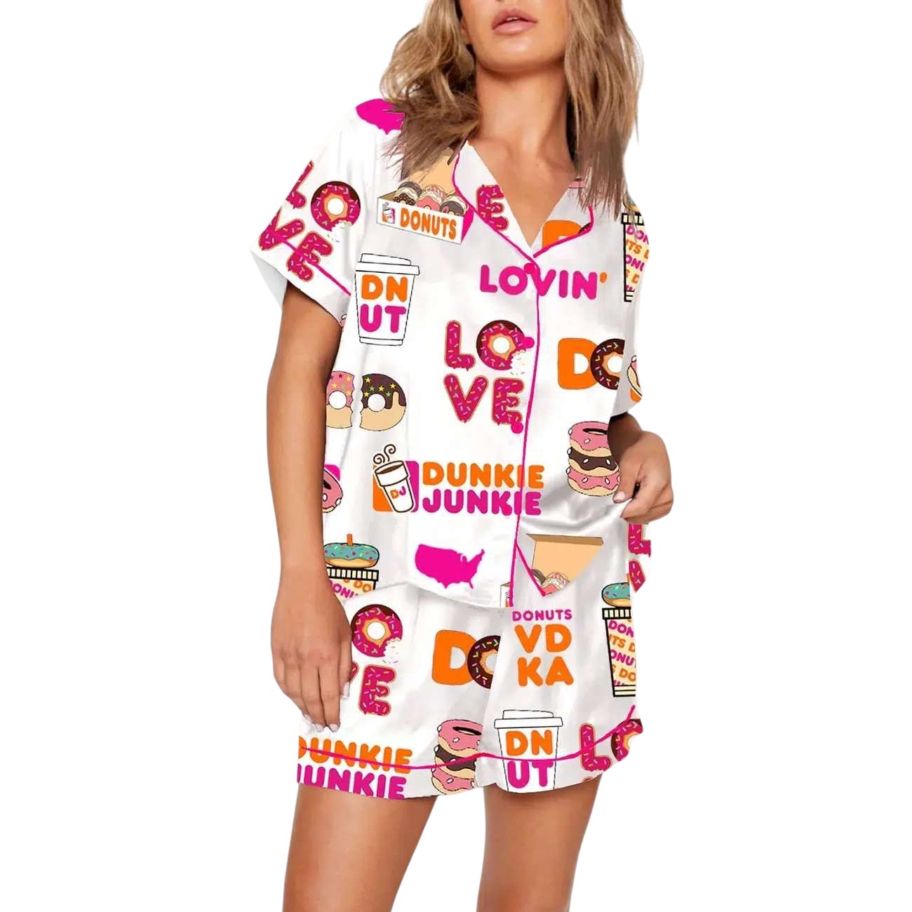 Funny Dunkie Junkie Themed Pajama Set