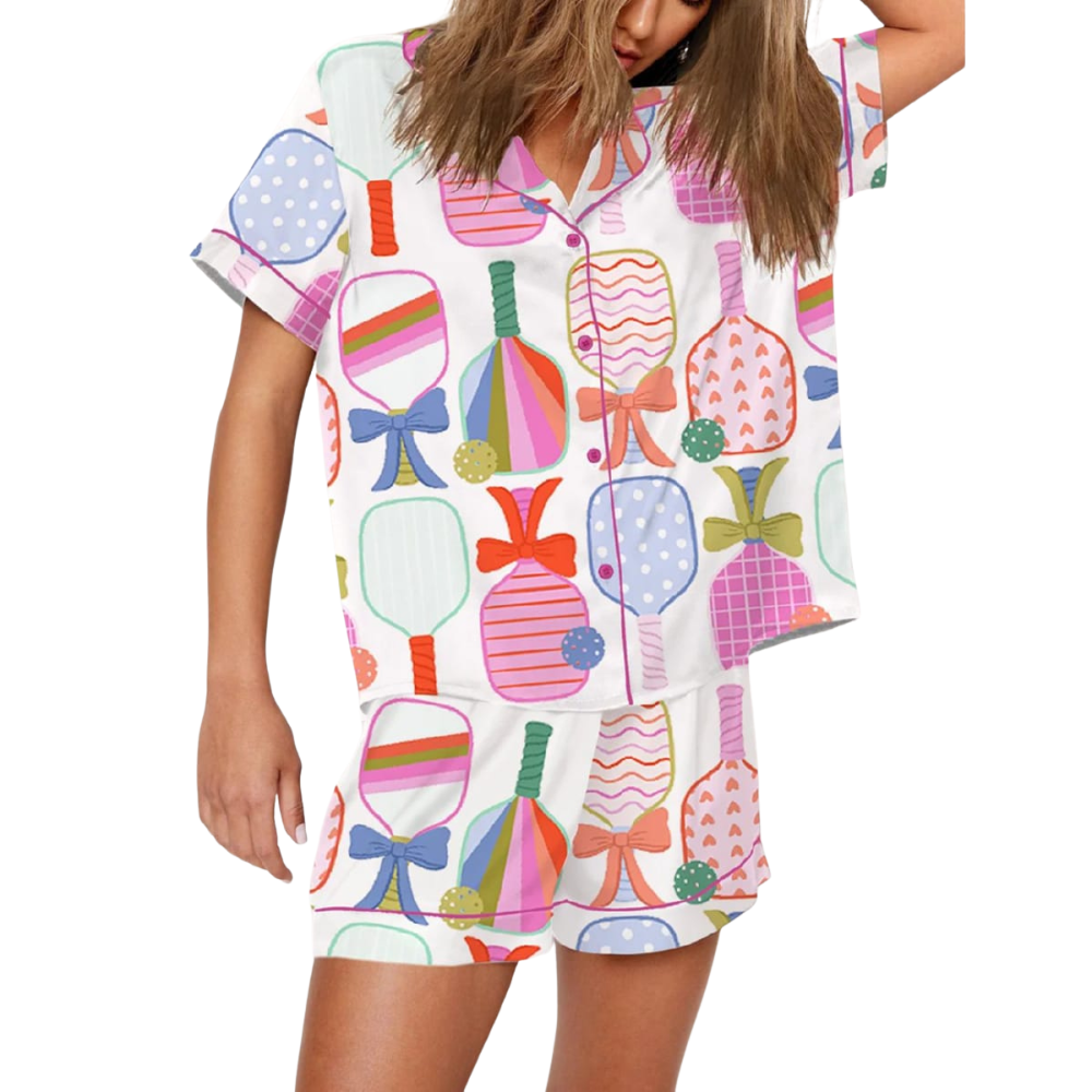 Preppy Paddle Pickleball Printed Pajama Set