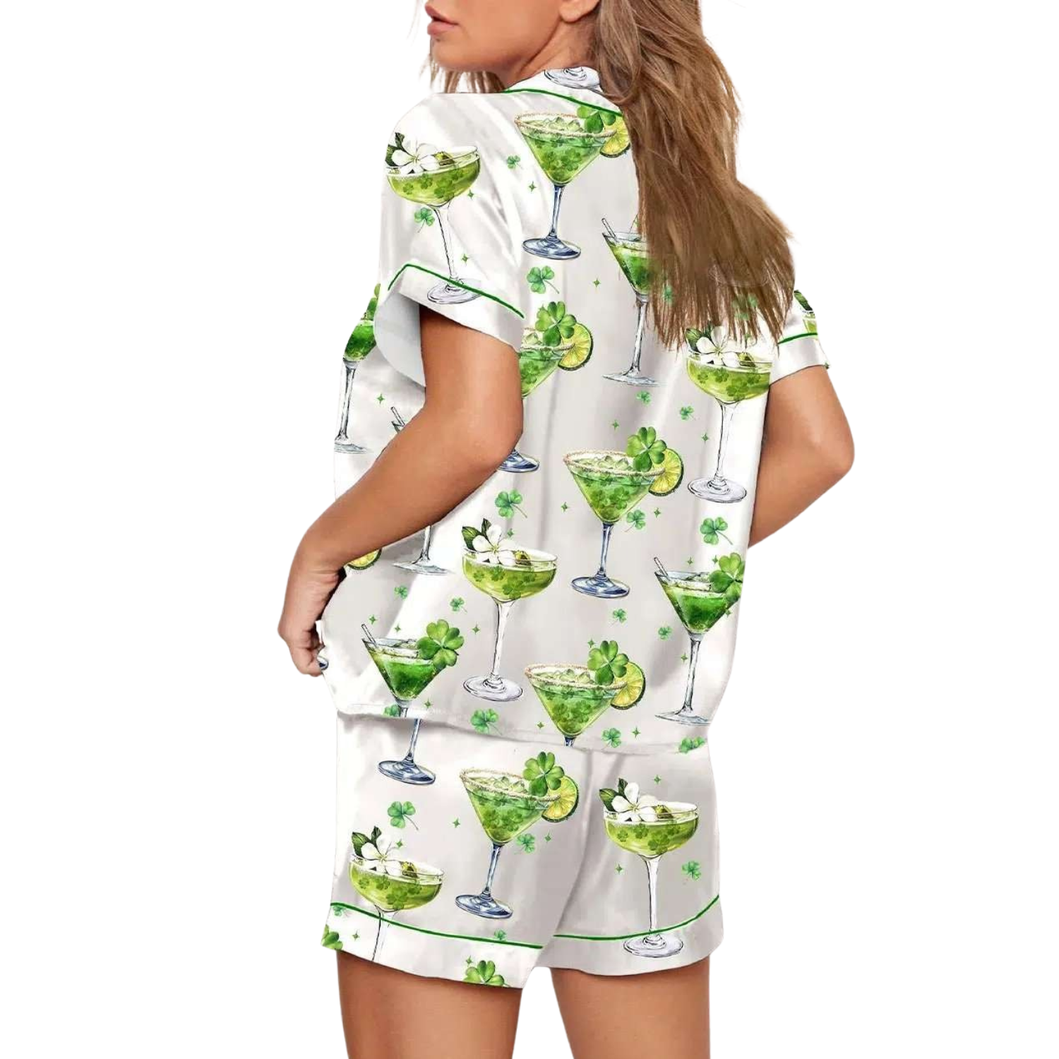 Shamrock Glass St Patrick Print Pajama Set