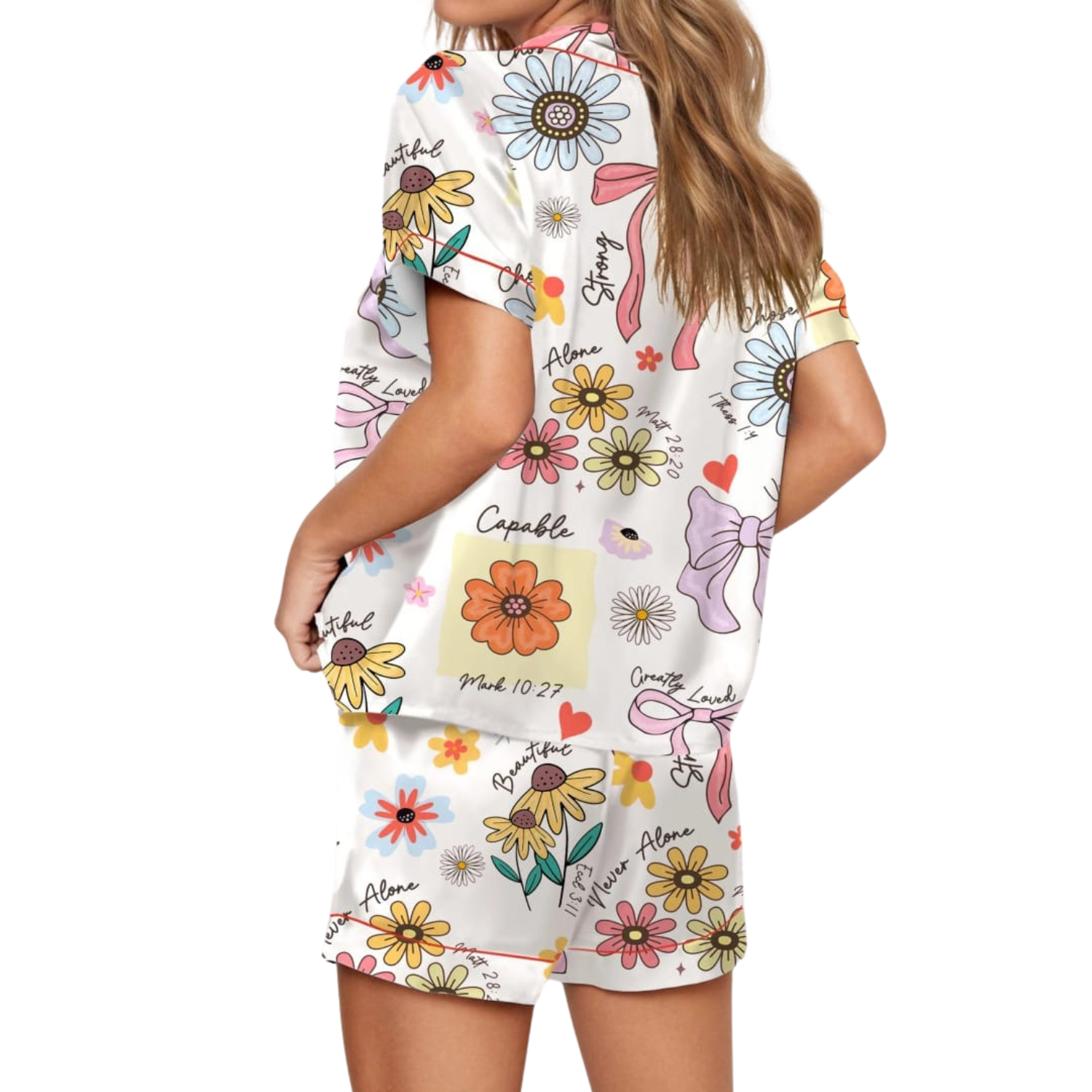 She Is Mom Printed Satin Pajama Set