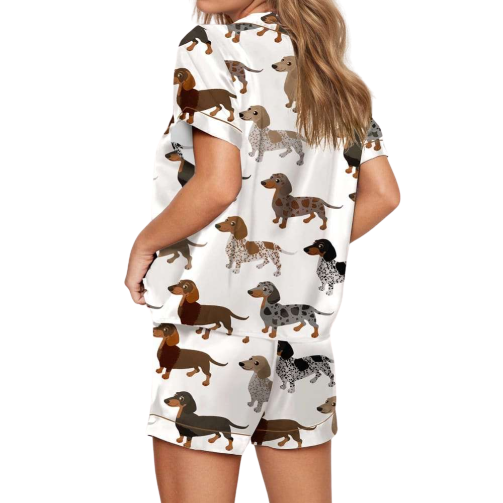 Dachshund Satin Printed Pajama Set