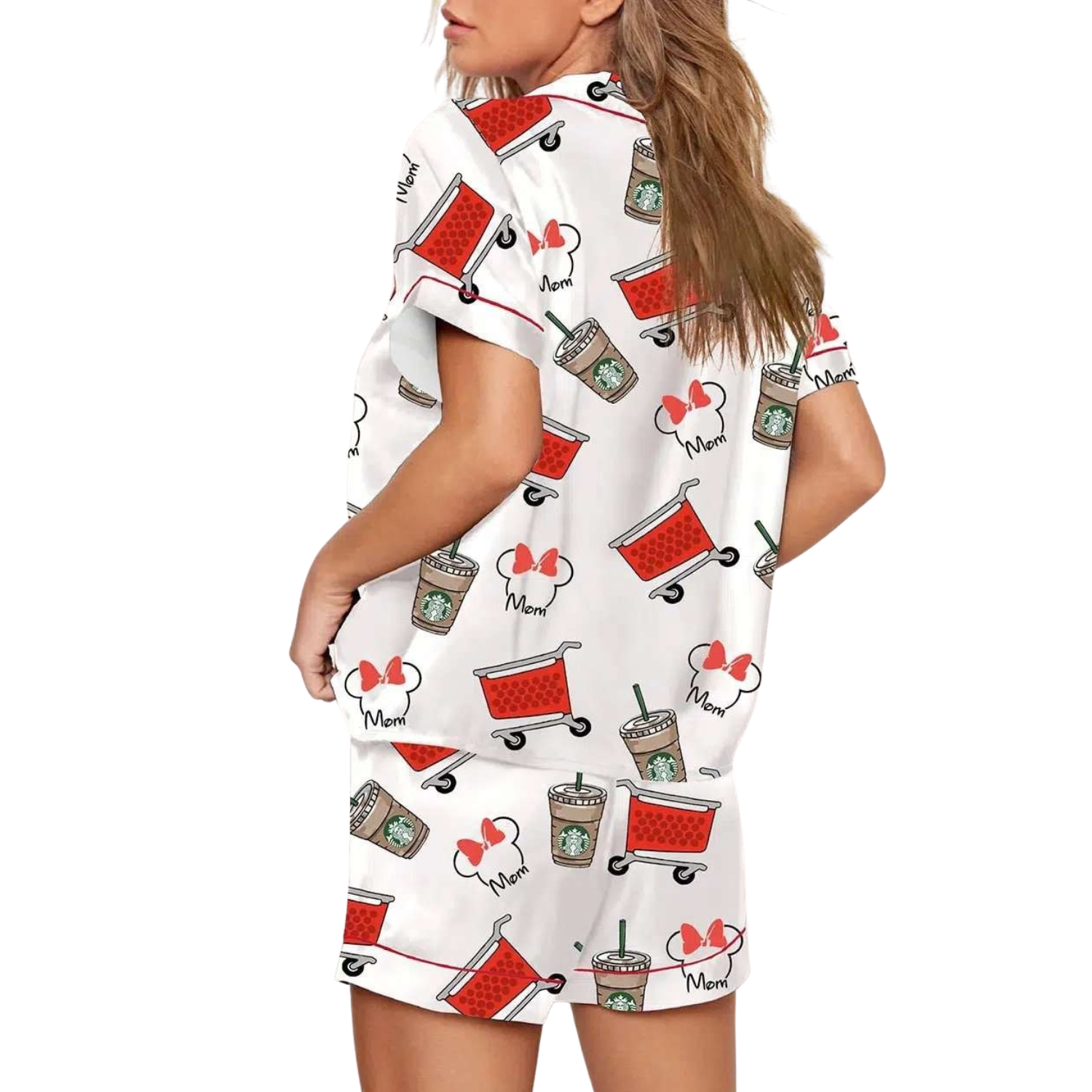 Sips And Trips Pajama Set With Half Sleeves And Printed Pants