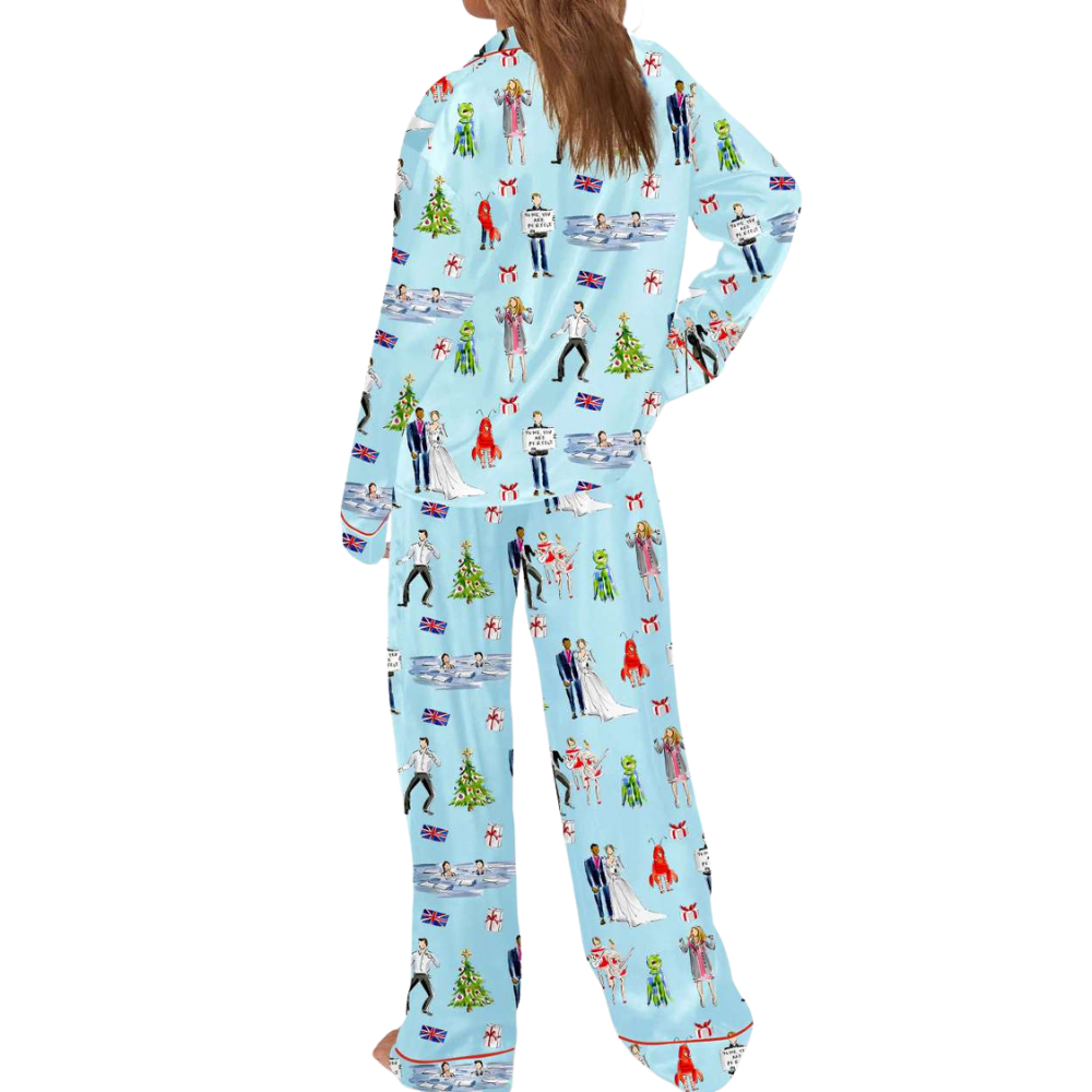 Christmas Funny Movie Printed Satin Pajama Set
