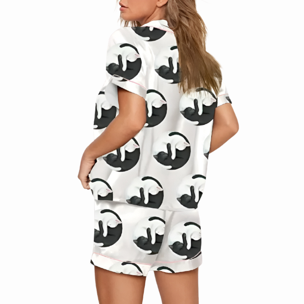 Yin Yang Cats Print Pajama Set