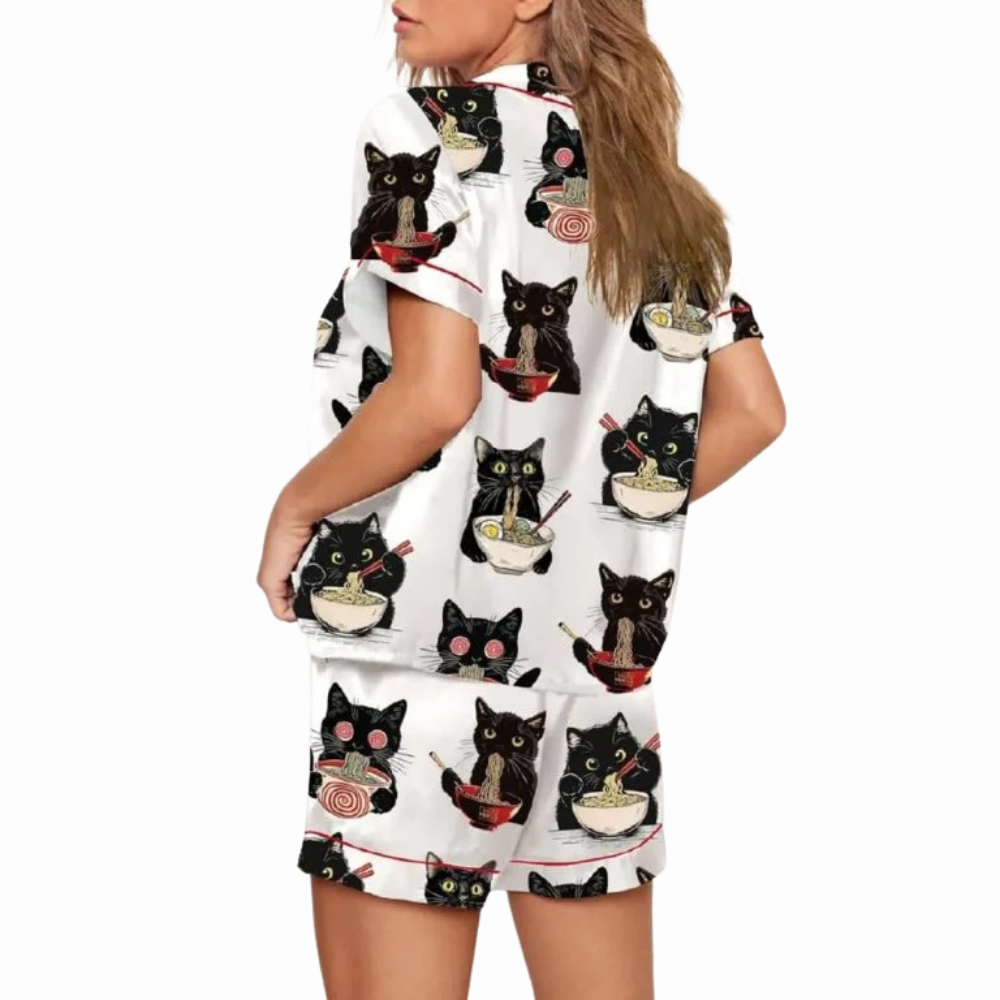 Cheerful Ramen Cat Pajama Set
