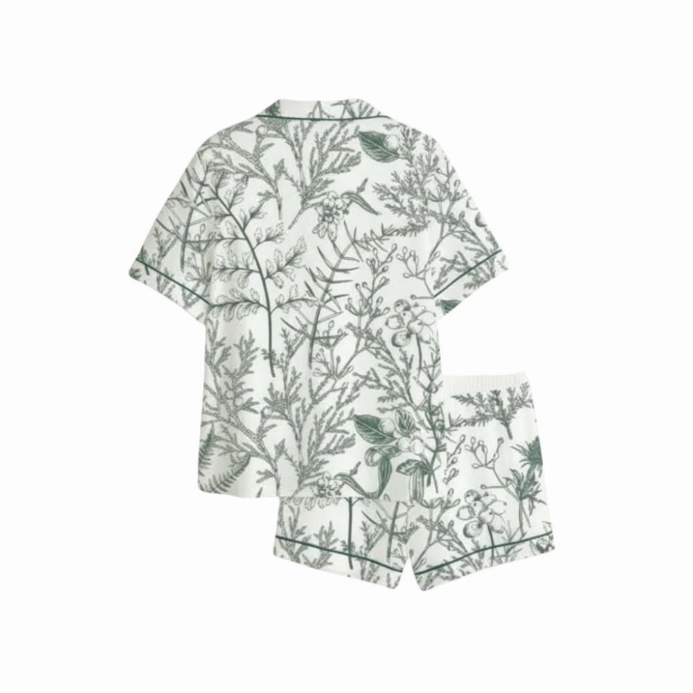 Botanical Sage Garden Satin Pajama Set