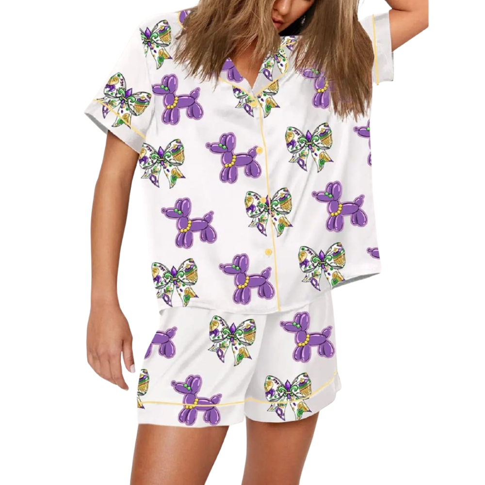 Mardi Gras Dog Themed Pajama Set 
