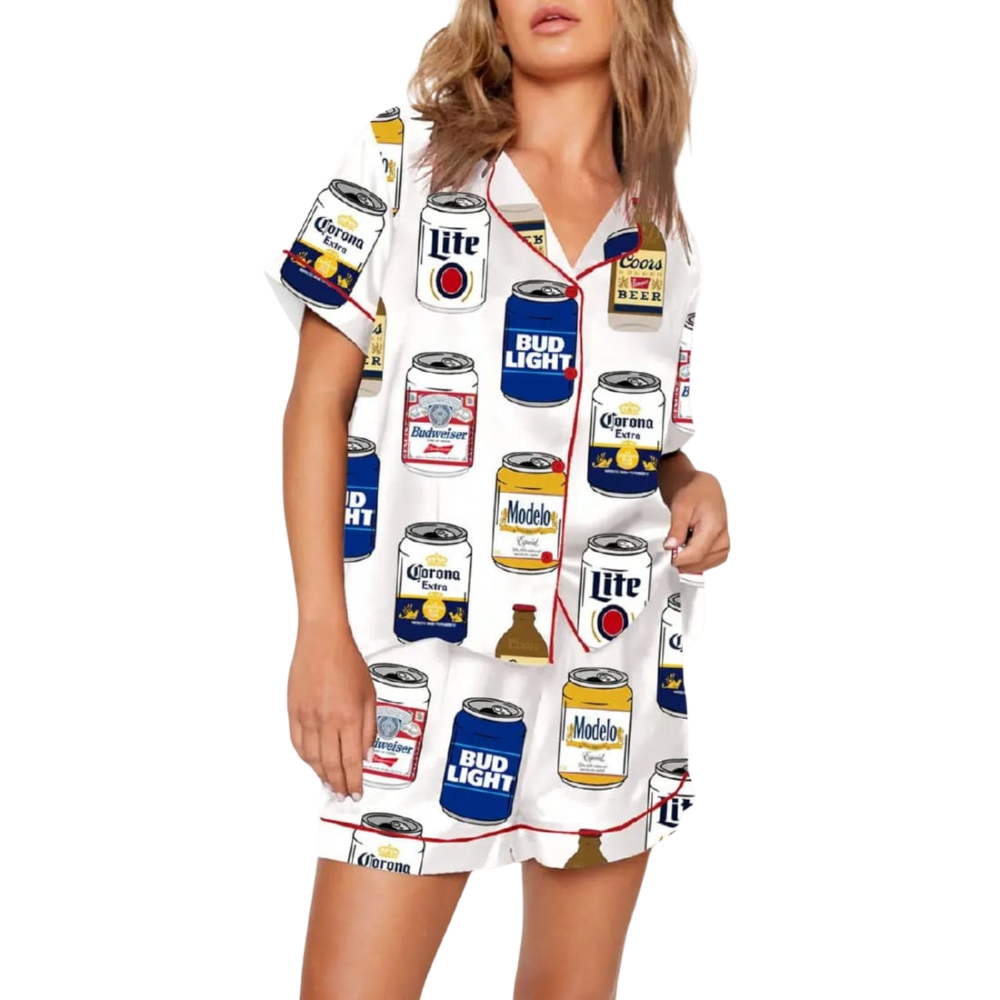 Iconic Can Design Pajama Set For Fun Nights